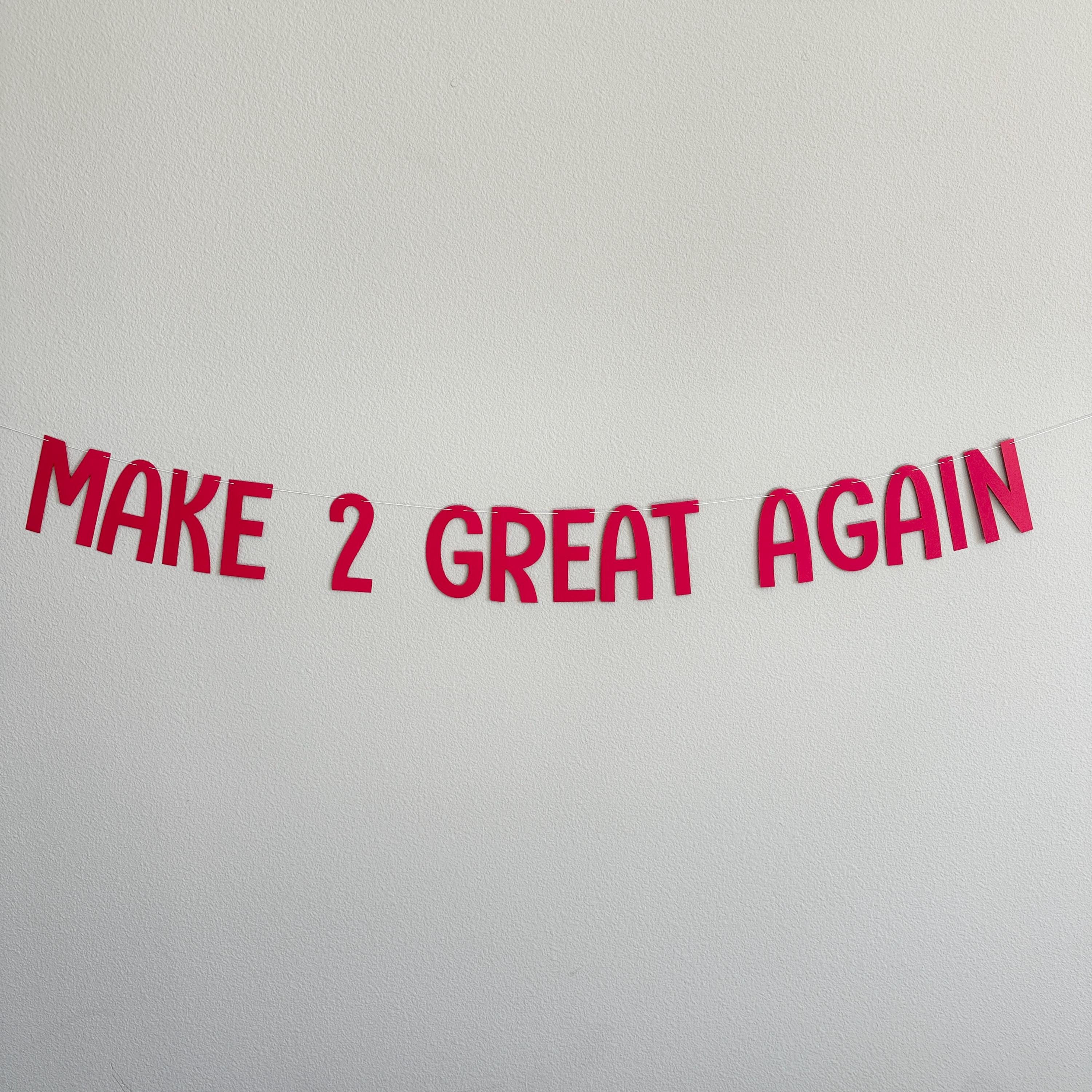 Make 2 Great Again, 2nd Birthday Decorations, Second Birthday Party Theme Ideas, Make Birthdays Great Again Banner, 2nd Birthday Backdrop