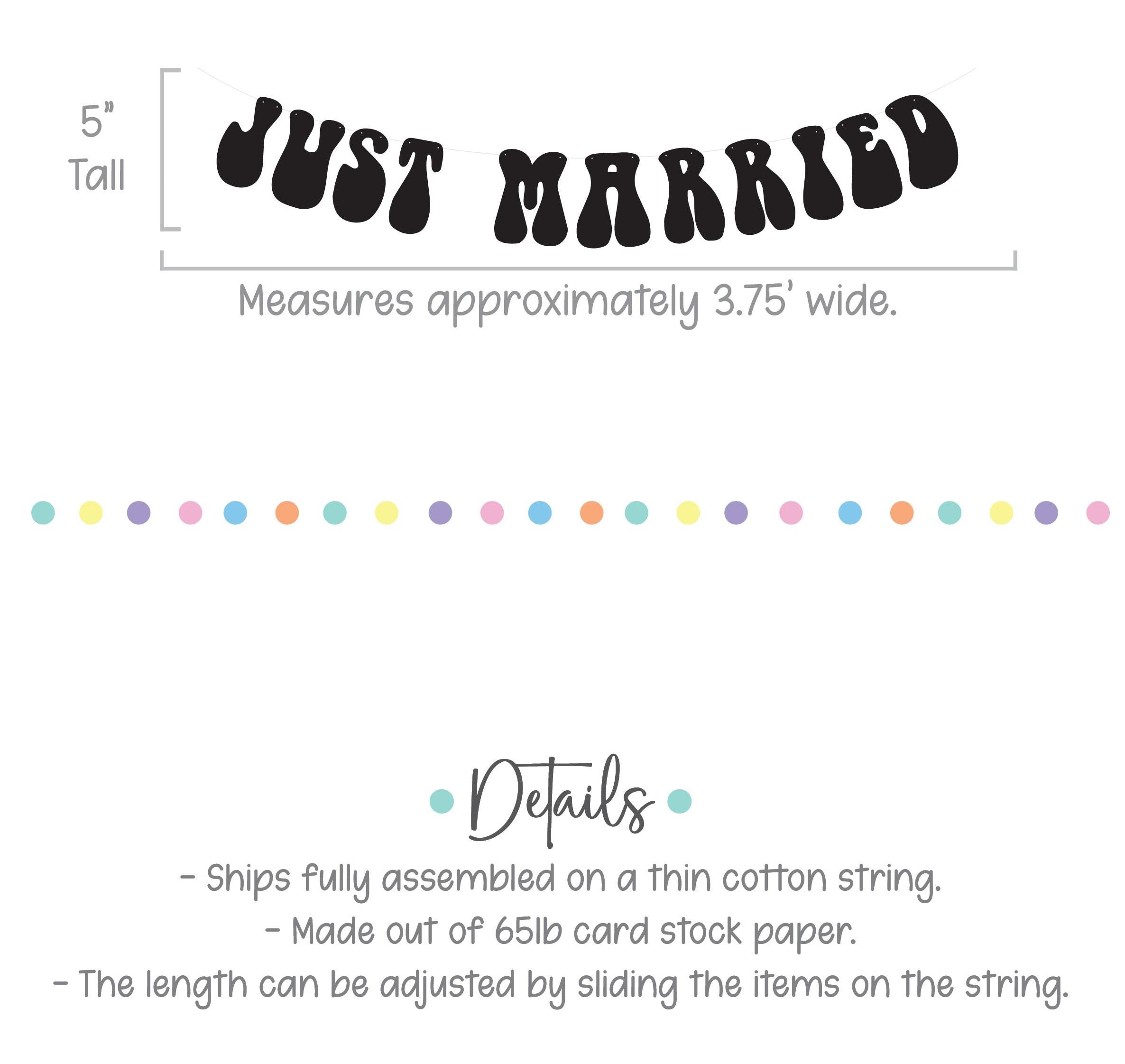 Just Married, Just Married Banner, Just Married Decorations, Just Married Sign, Sweetheart Table Backdrop, Retro Wedding Decoration Ideas