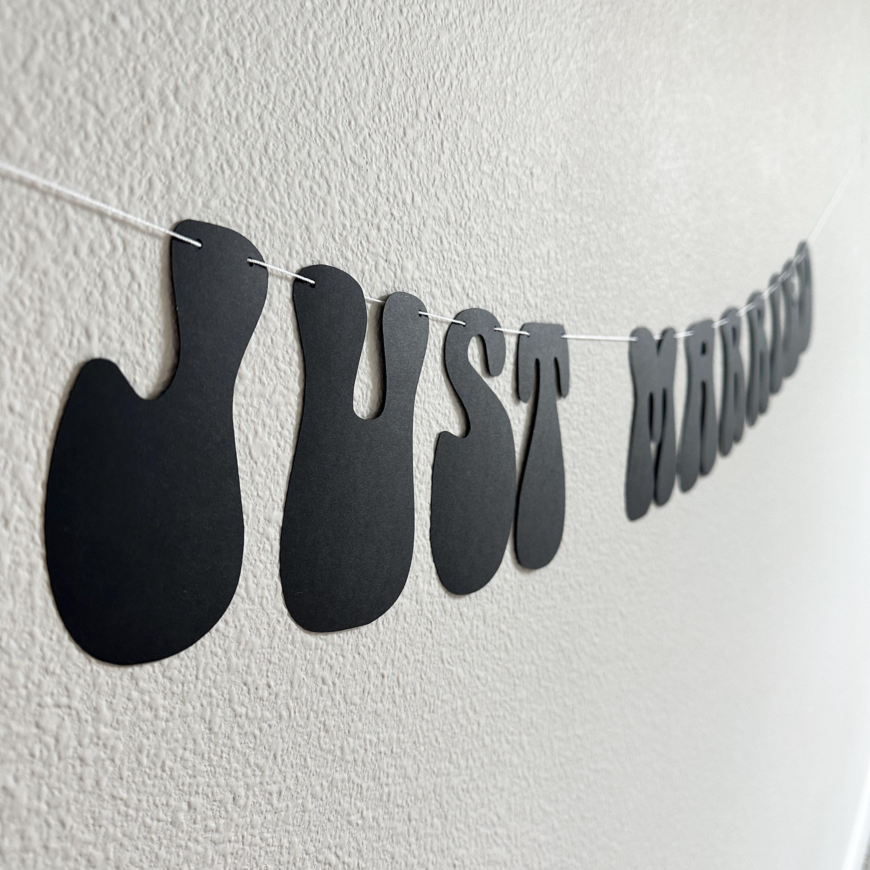 Just Married, Just Married Banner, Just Married Decorations, Just Married Sign, Sweetheart Table Backdrop, Retro Wedding Decoration Ideas