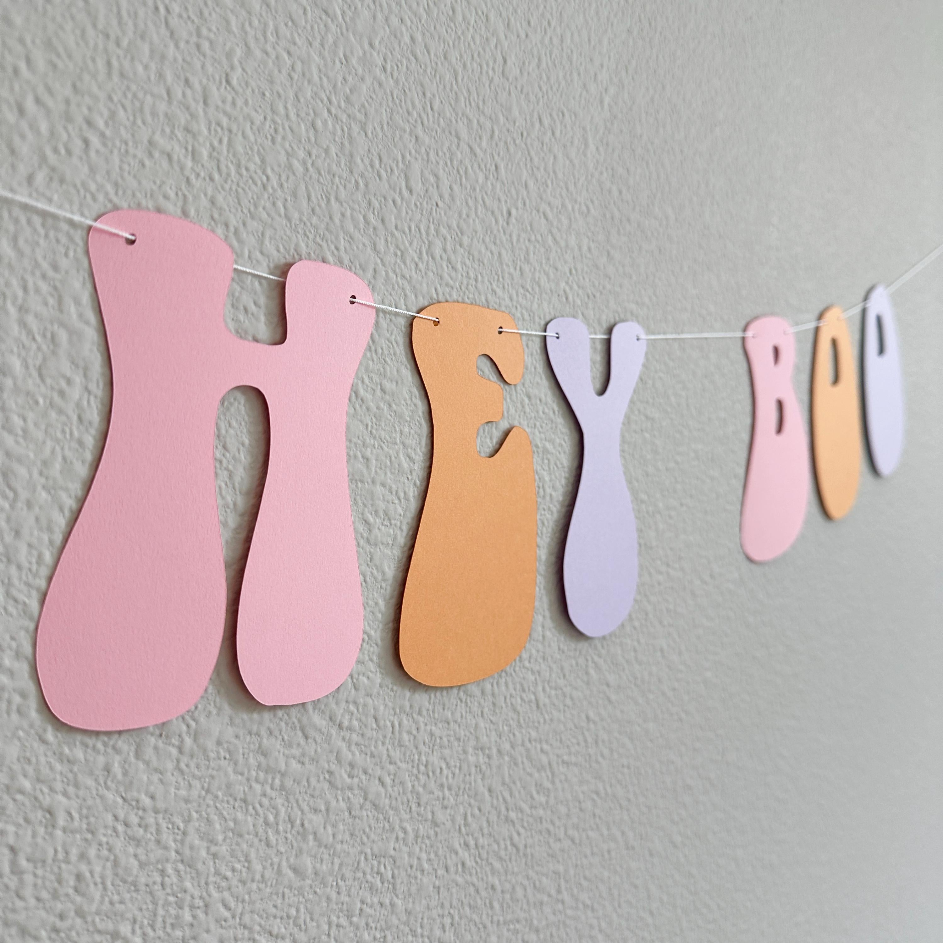 Hey Boo, Hey Boo Banner, Hey Boo Decorations, Halloween Decorations, Halloween Party, Halloween 2024 Trends, Pink Halloween