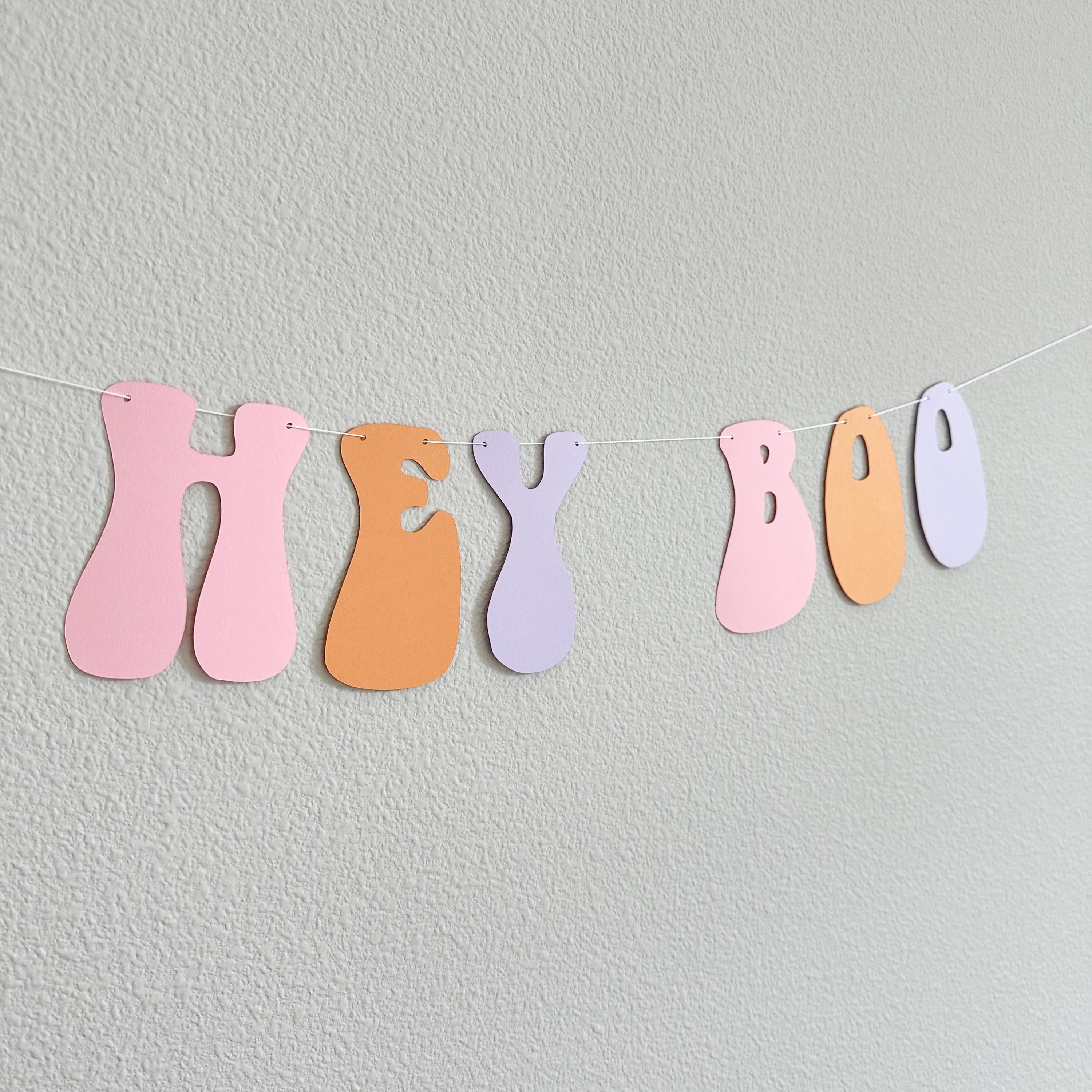 Hey Boo, Hey Boo Banner, Hey Boo Decorations, Halloween Decorations, Halloween Party, Halloween 2024 Trends, Pink Halloween