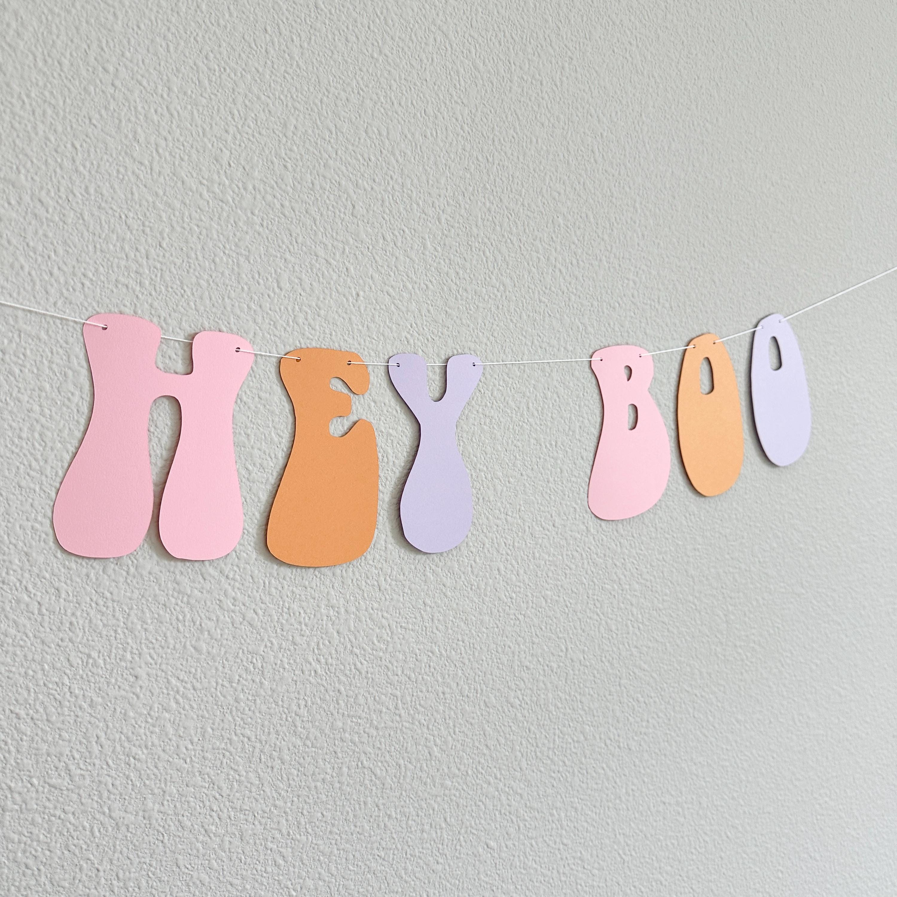 Hey Boo, Hey Boo Banner, Hey Boo Decorations, Halloween Decorations, Halloween Party, Halloween 2024 Trends, Pink Halloween