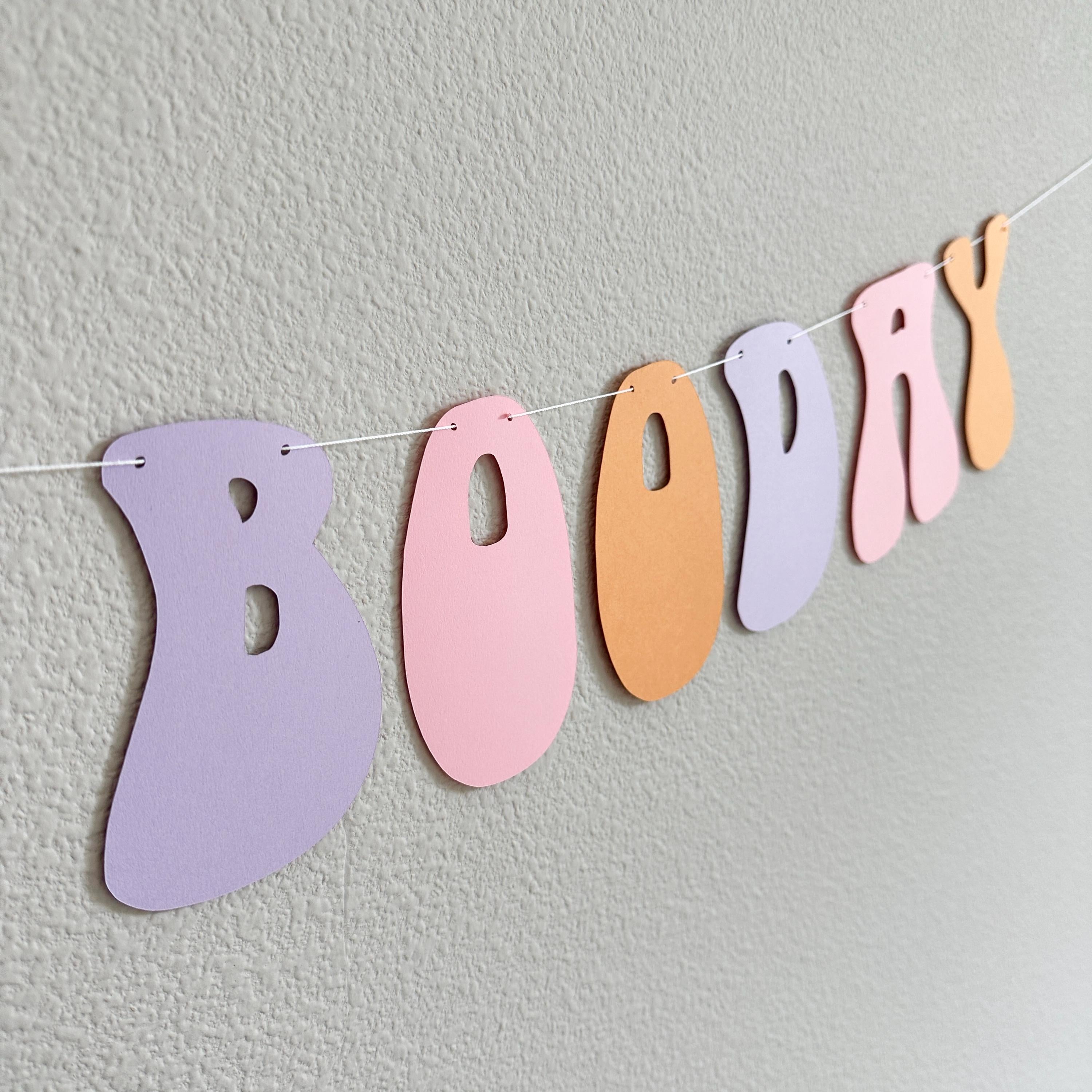 Happy Booday, Halloween Birthday Banner, October Birthday Decorations, Booday Party Decorations, Pink Lavender Halloween Birthday Party