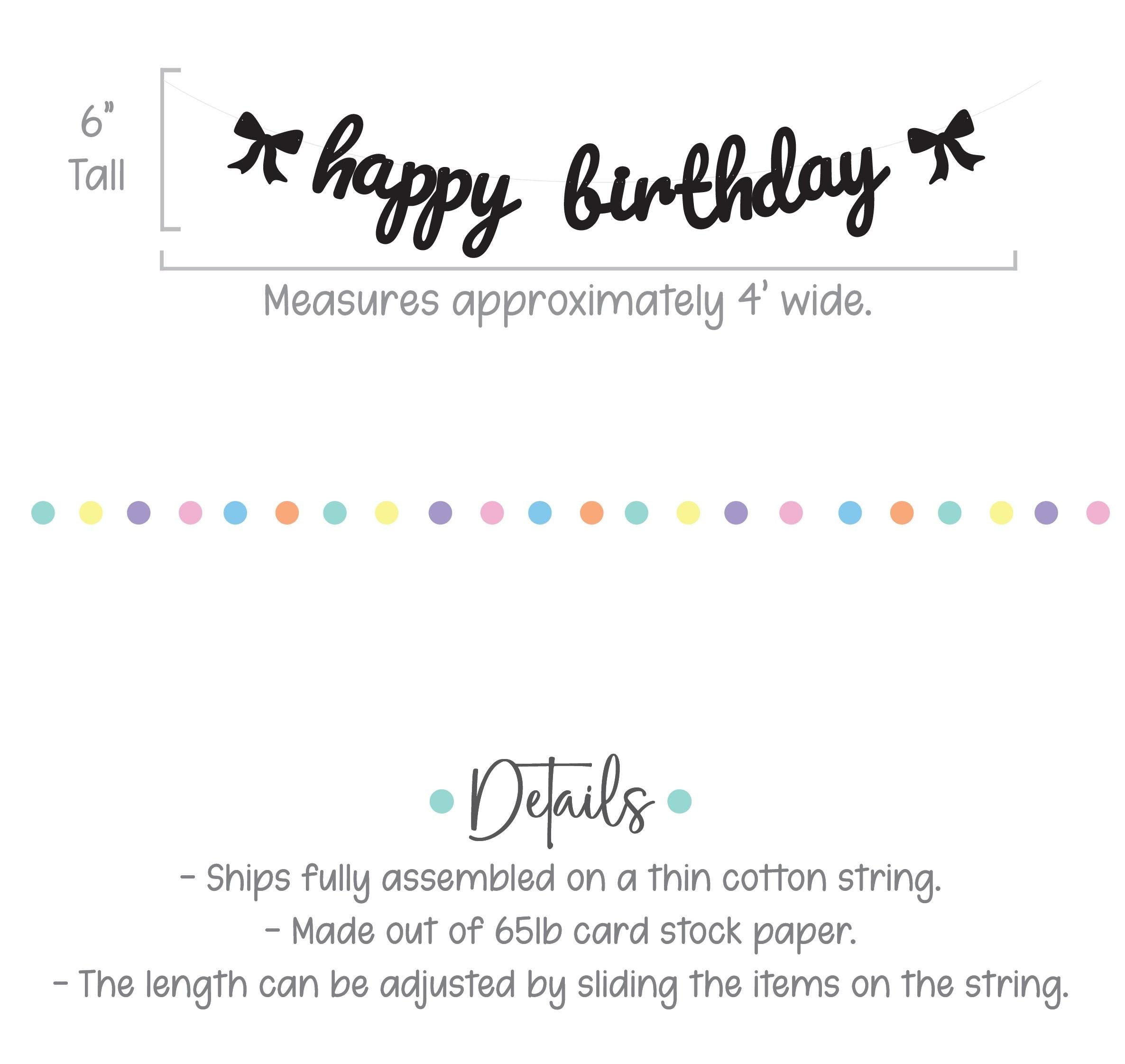 Happy Birthday Banner, Coquette Birthday Banner, Coquette Decorations, Coquette Theme, Coquette Banner, Black Bow Happy Birthday Banner