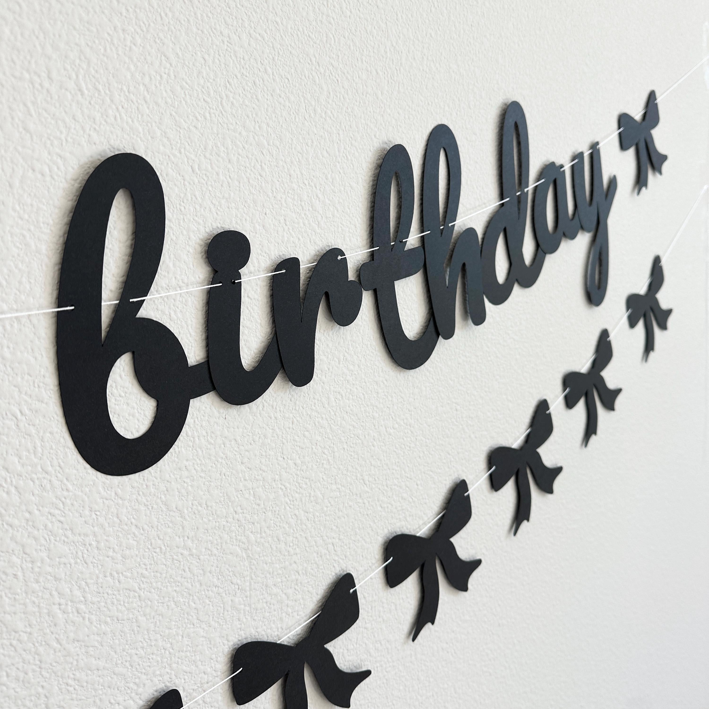 Happy Birthday Banner, Coquette Birthday Banner, Coquette Decorations, Coquette Theme, Coquette Banner, Black Bow Happy Birthday Banner
