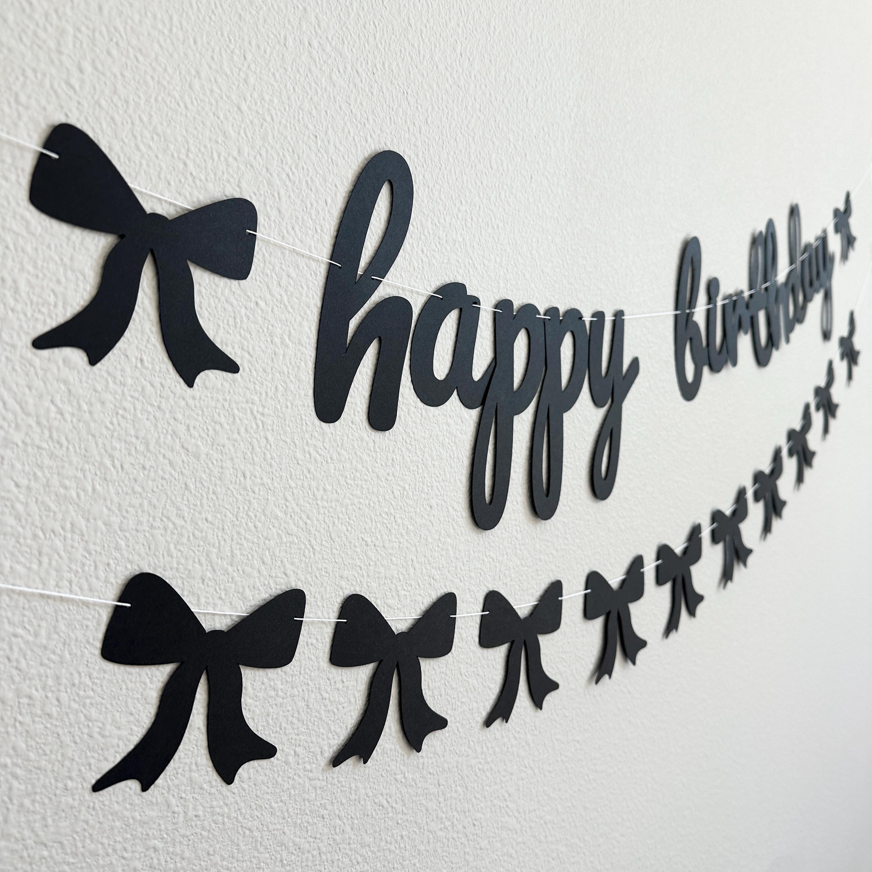 Happy Birthday Banner, Coquette Birthday Banner, Coquette Decorations, Coquette Theme, Coquette Banner, Black Bow Happy Birthday Banner