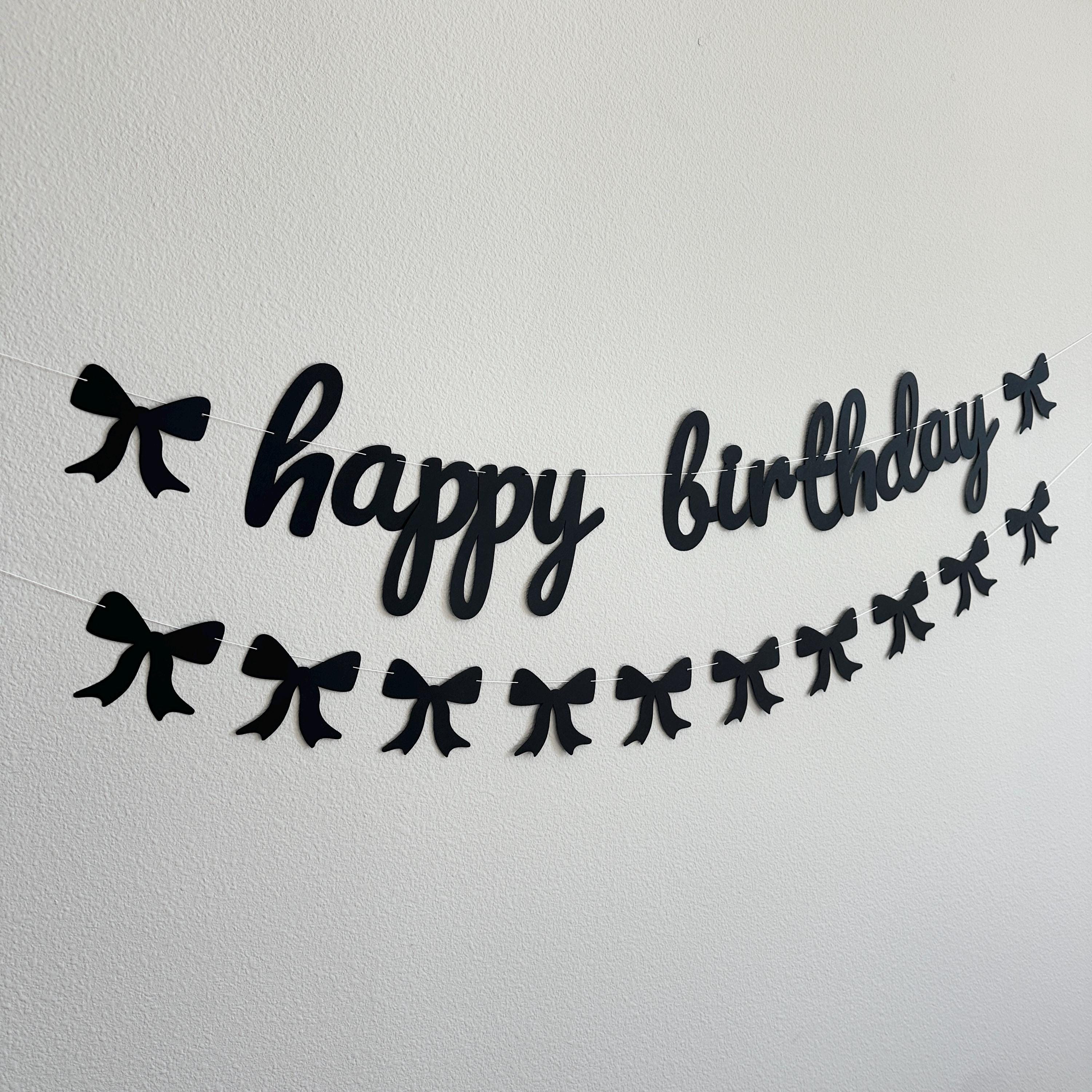 Happy Birthday Banner, Coquette Birthday Banner, Coquette Decorations, Coquette Theme, Coquette Banner, Black Bow Happy Birthday Banner