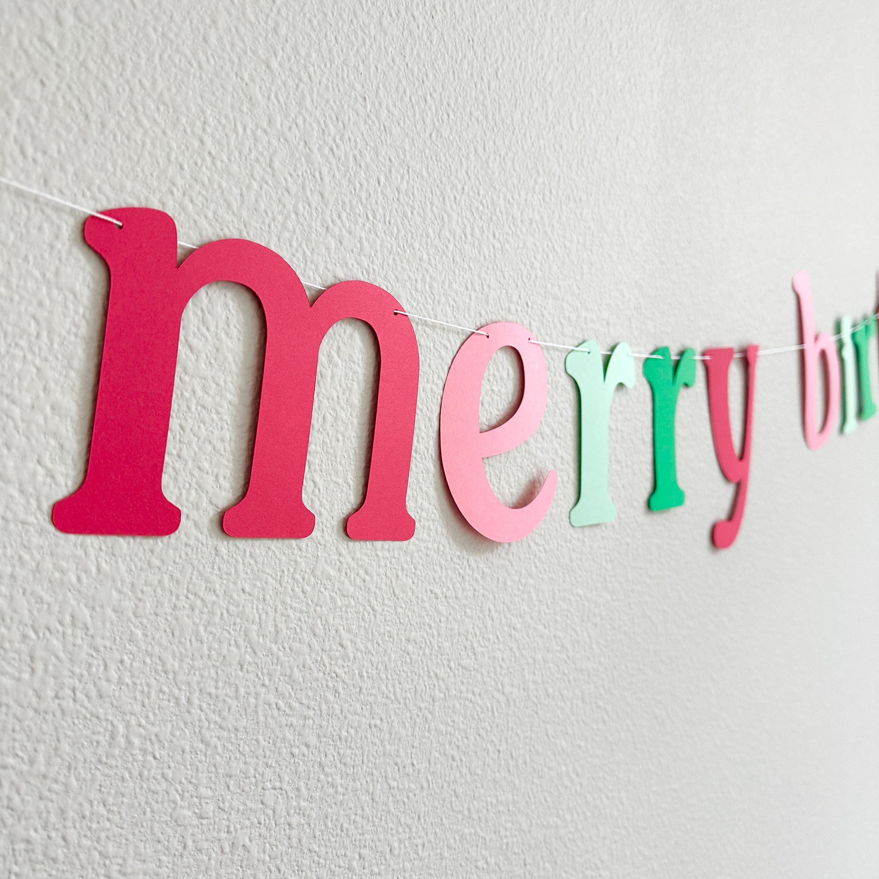 Merry Birthday, Christmas Themed Birthday Banner, Merry Birthday Decorations, December Birthday Party Ideas, Merry Birthday Decorations