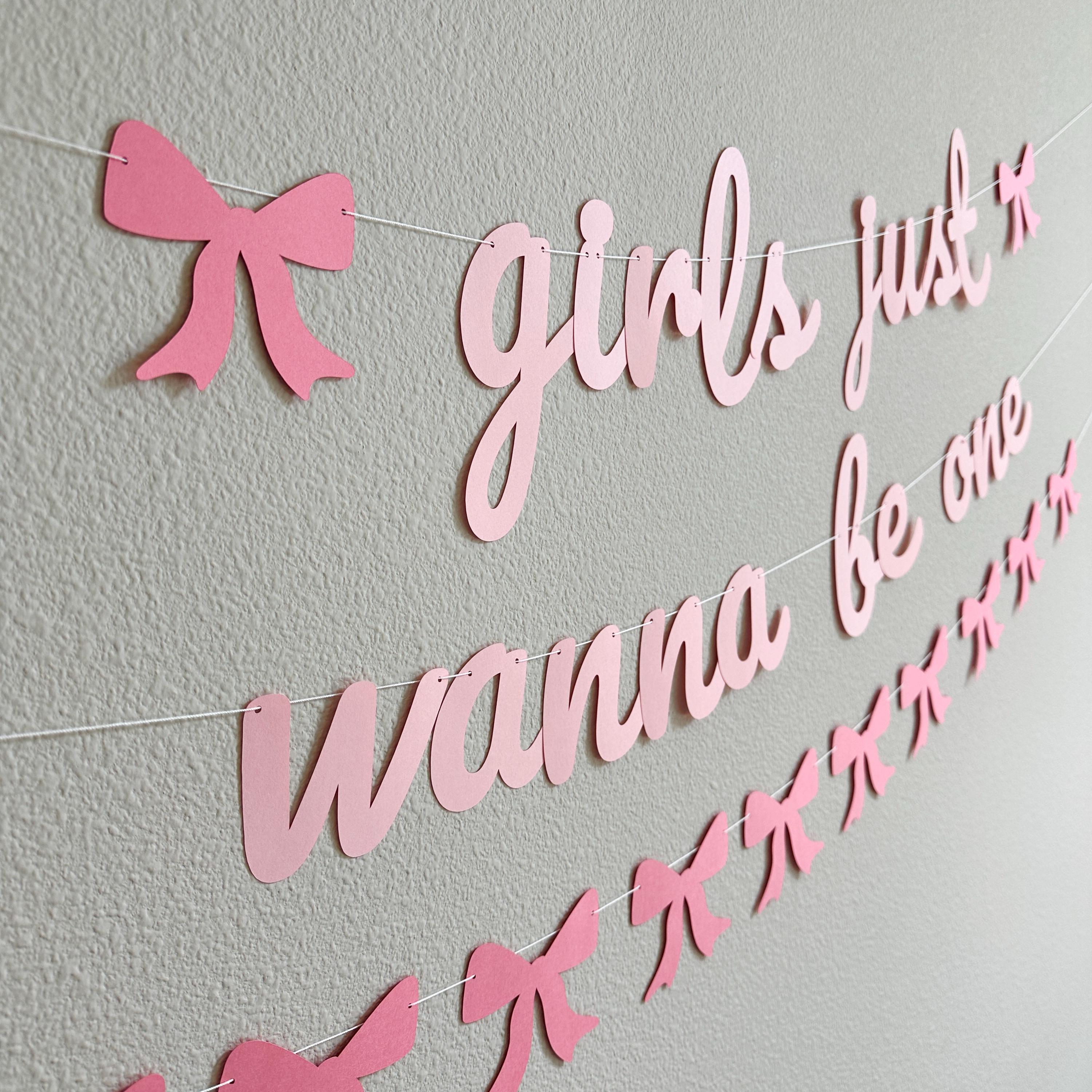 Girls Just Wanna Be One, 1st birthday Party Theme Ideas, Coquette First Birthday Decorations, Bow Themed Banner
