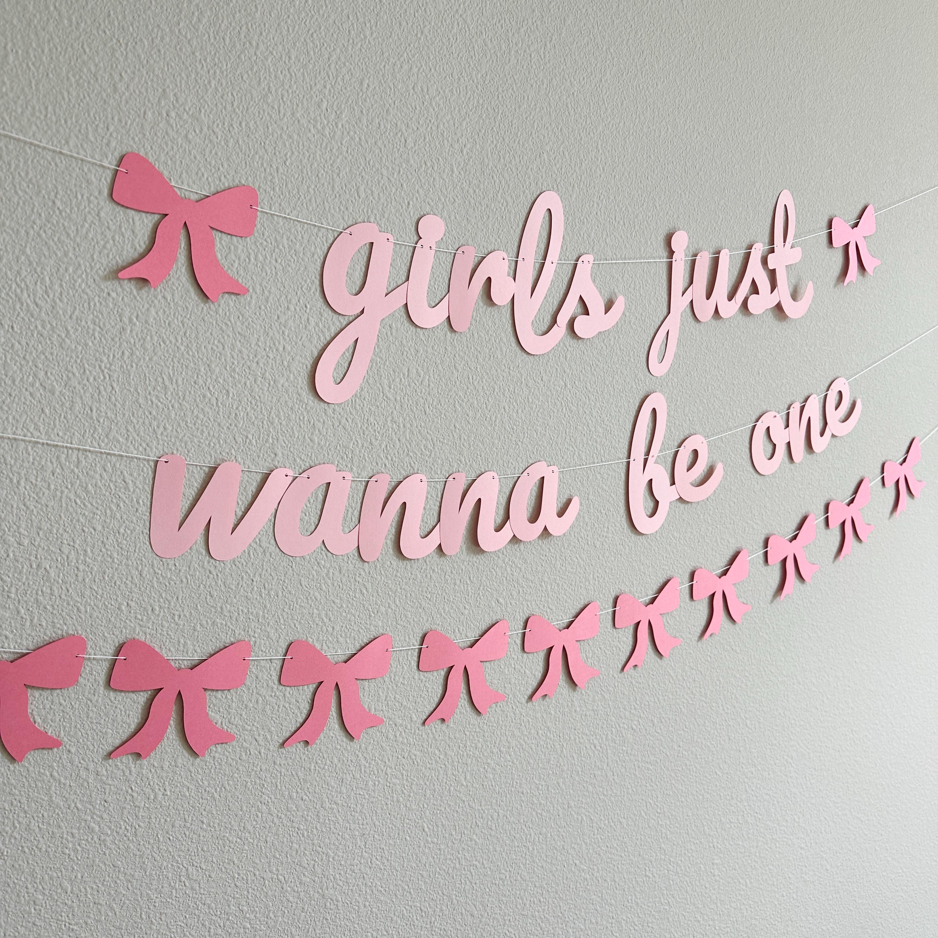 Girls Just Wanna Be One, 1st birthday Party Theme Ideas, Coquette First Birthday Decorations, Bow Themed Banner