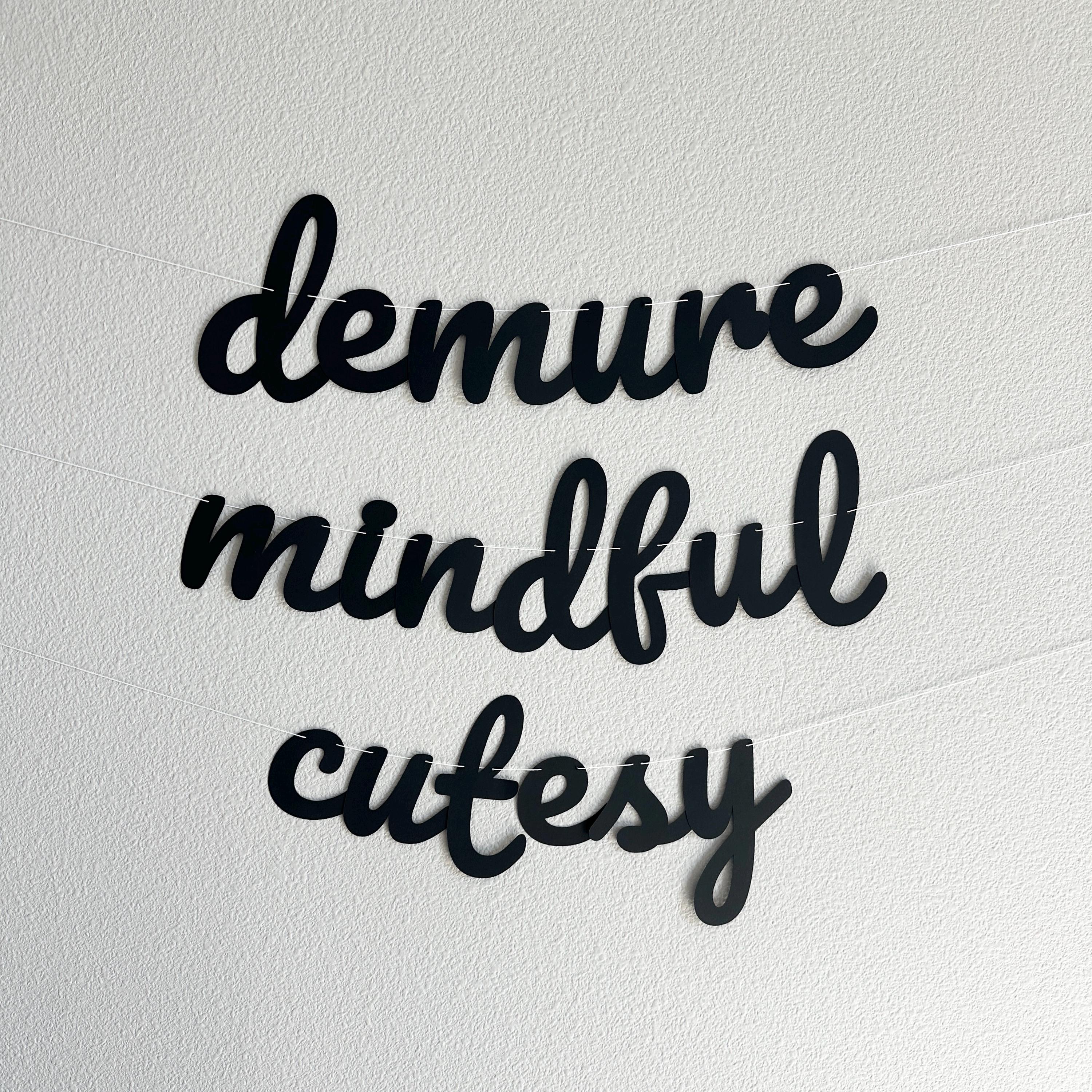 Demure Mindful Cutesy, Demure Mindful Cutesy Banner, Demure Mindful Cutesy Decorations, Demure & Mindful Party Theme Decorations