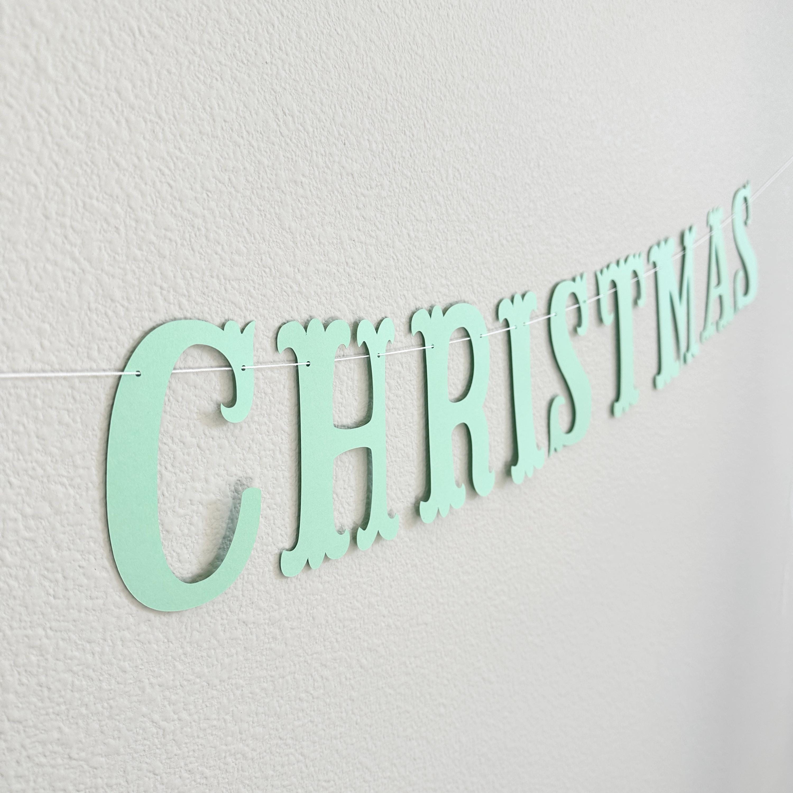 Merry Christmas, Christmas Banner, Storybook Christmas, Mint Christmas Decorations, Traditional Christmas Banner