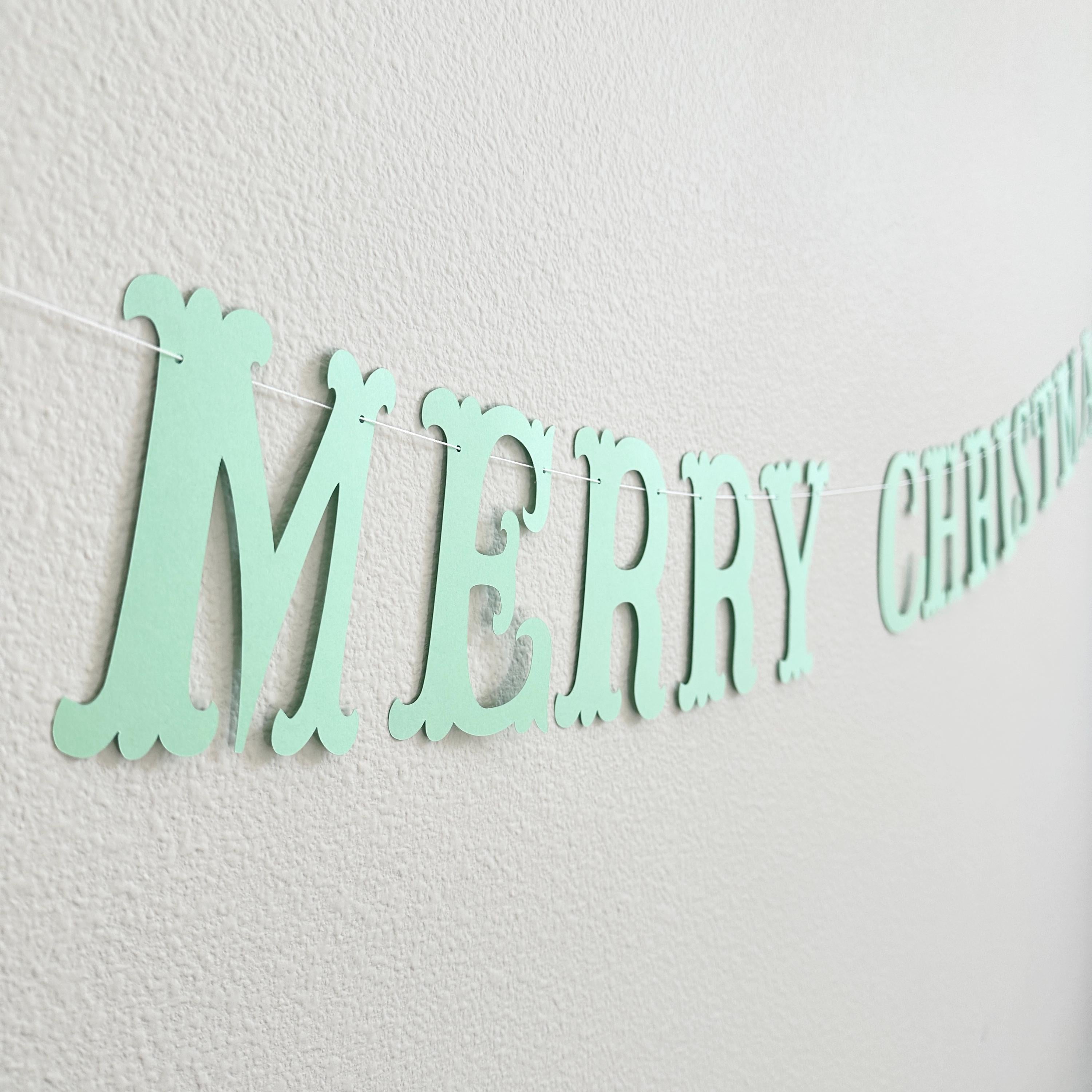 Merry Christmas, Christmas Banner, Storybook Christmas, Mint Christmas Decorations, Traditional Christmas Banner