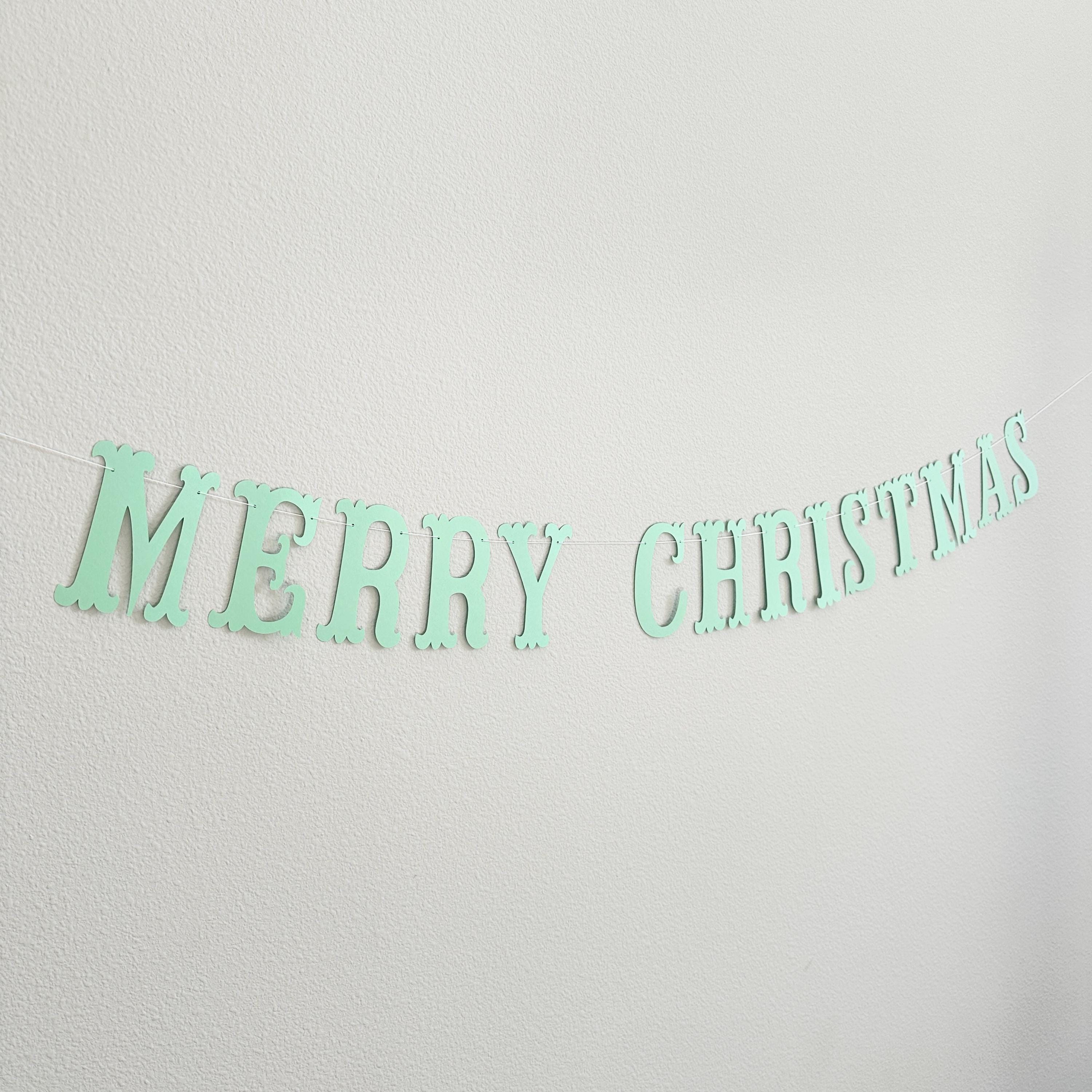 Merry Christmas, Christmas Banner, Storybook Christmas, Mint Christmas Decorations, Traditional Christmas Banner
