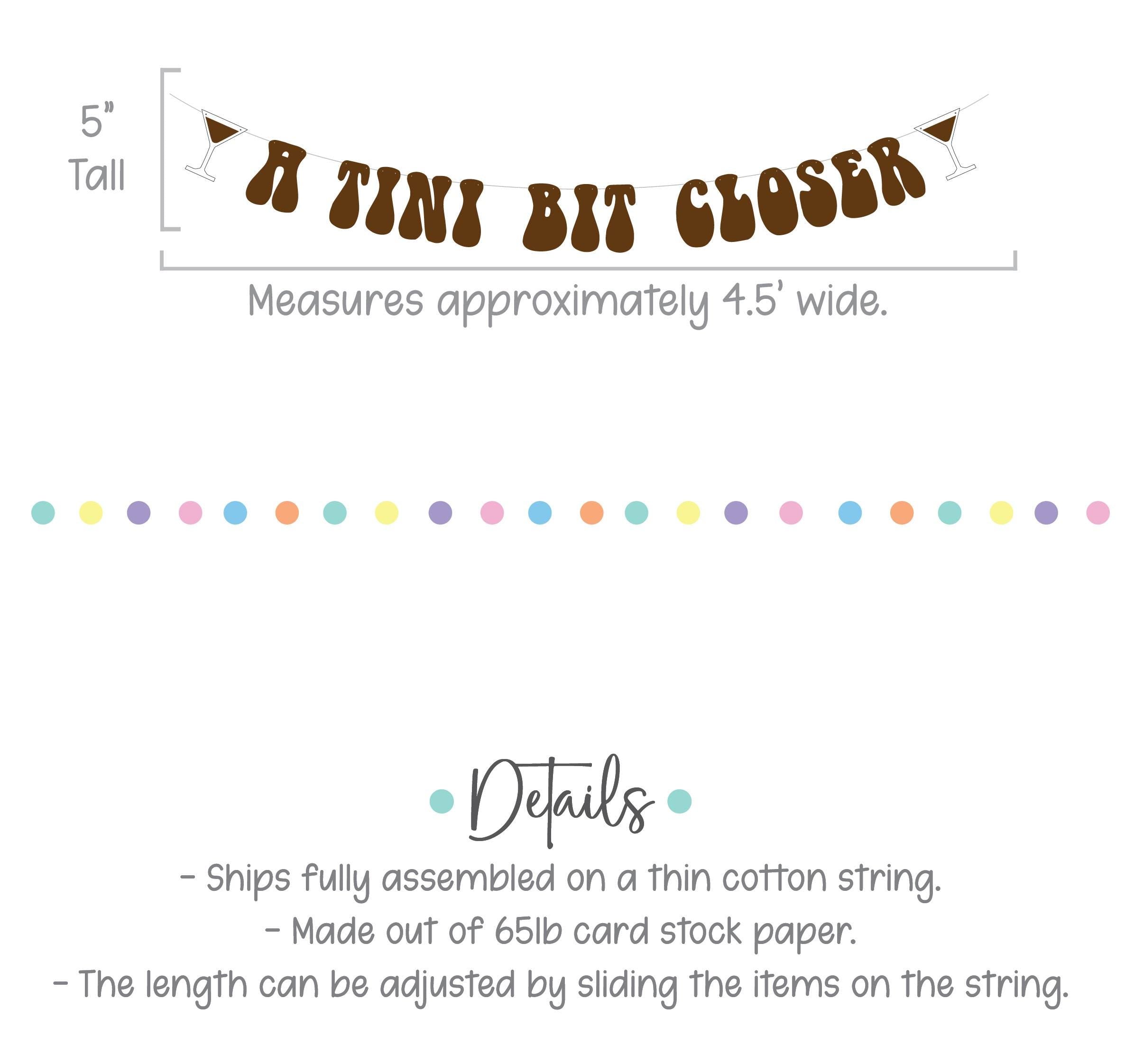 A Tini Bit Closer, A Tini Bit Closer Banner, Milestone Celebration Decoration, Bridal Shower Theme Ideas, Espresso Martini Themed Engagement