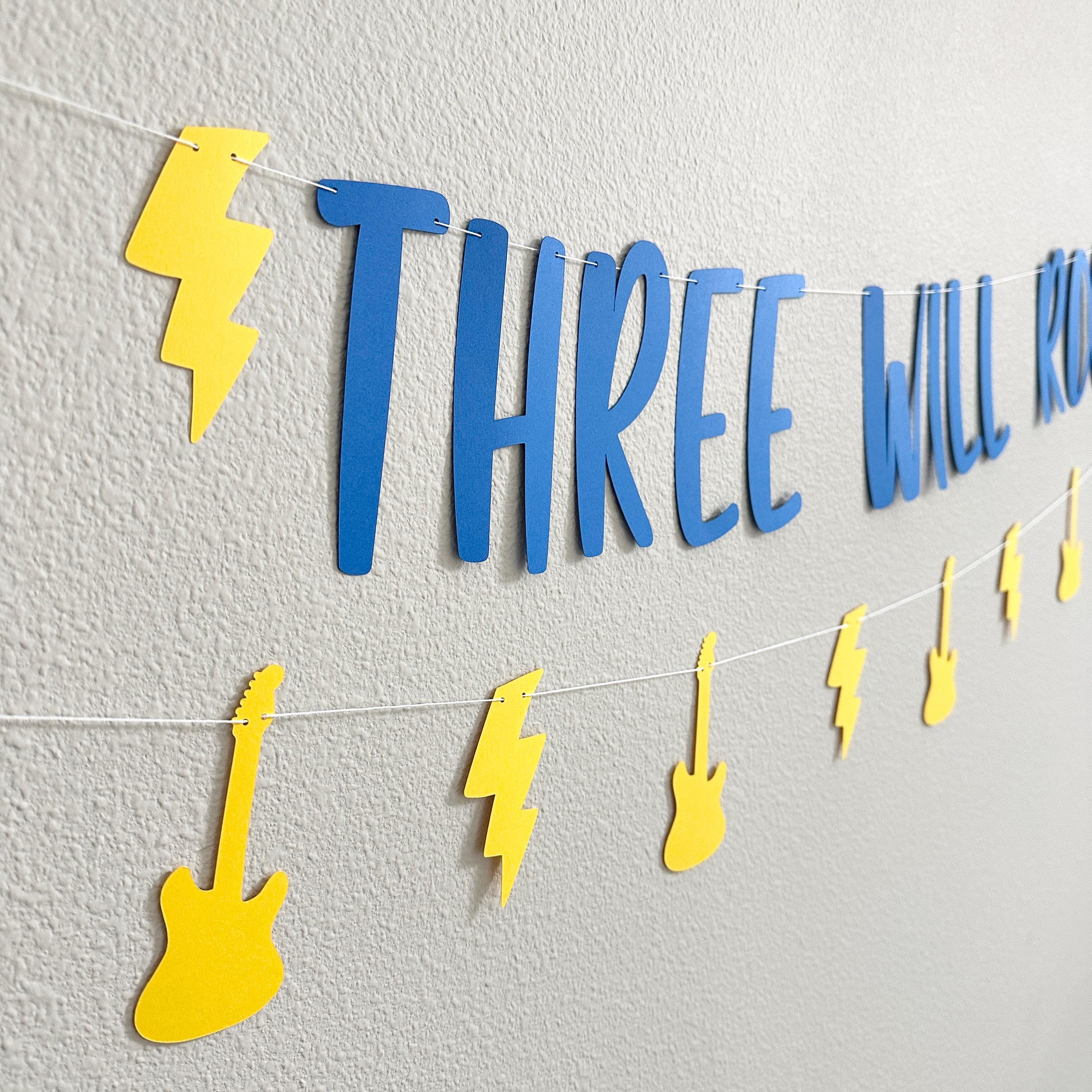 Three Will Rock You, 3rd Birthday, Rock Themed 3rd Birthday, Rock Birthday Banner, Rock N Roll Decorations, Rock n&#39; Roll Theme