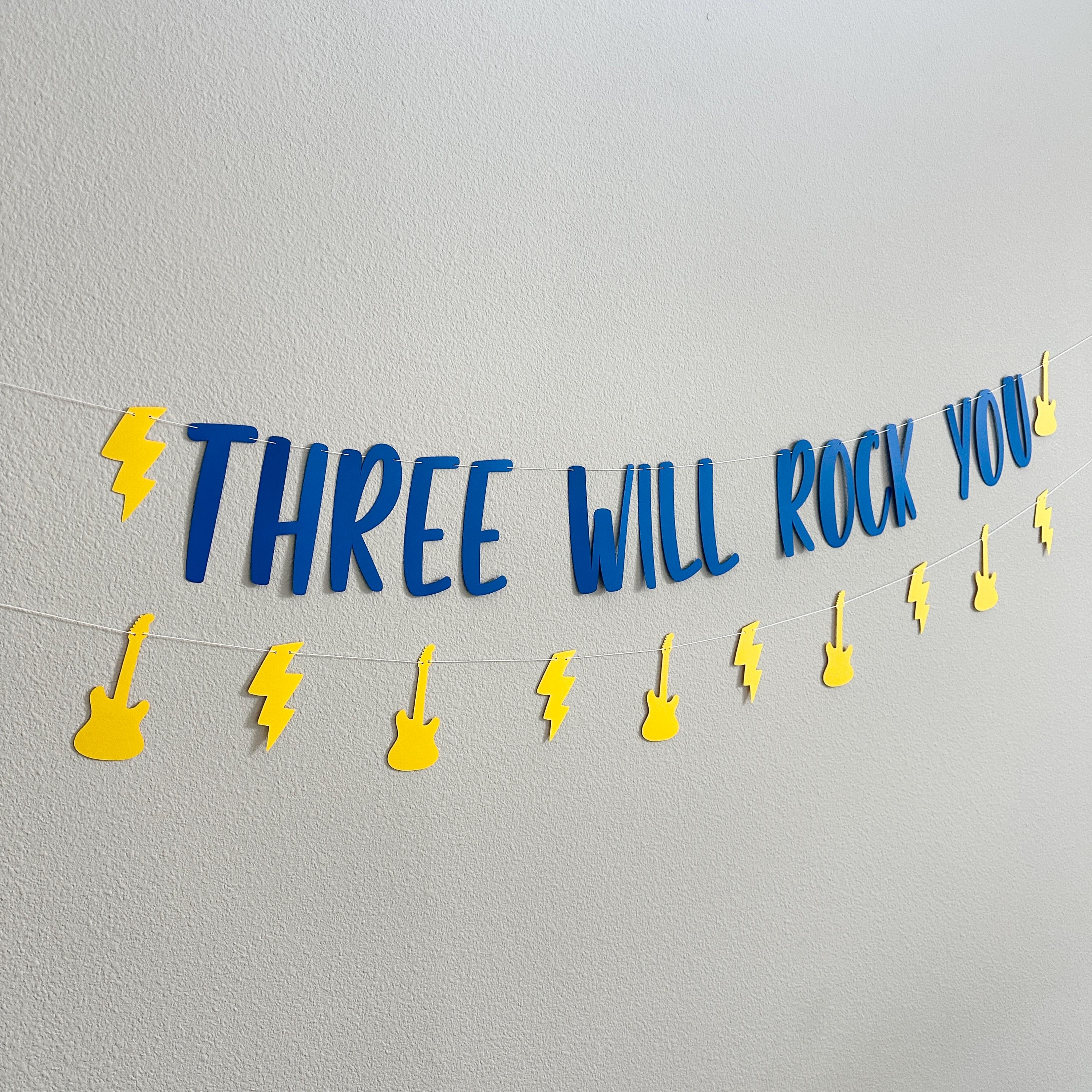 Three Will Rock You, 3rd Birthday, Rock Themed 3rd Birthday, Rock Birthday Banner, Rock N Roll Decorations, Rock n&#39; Roll Theme