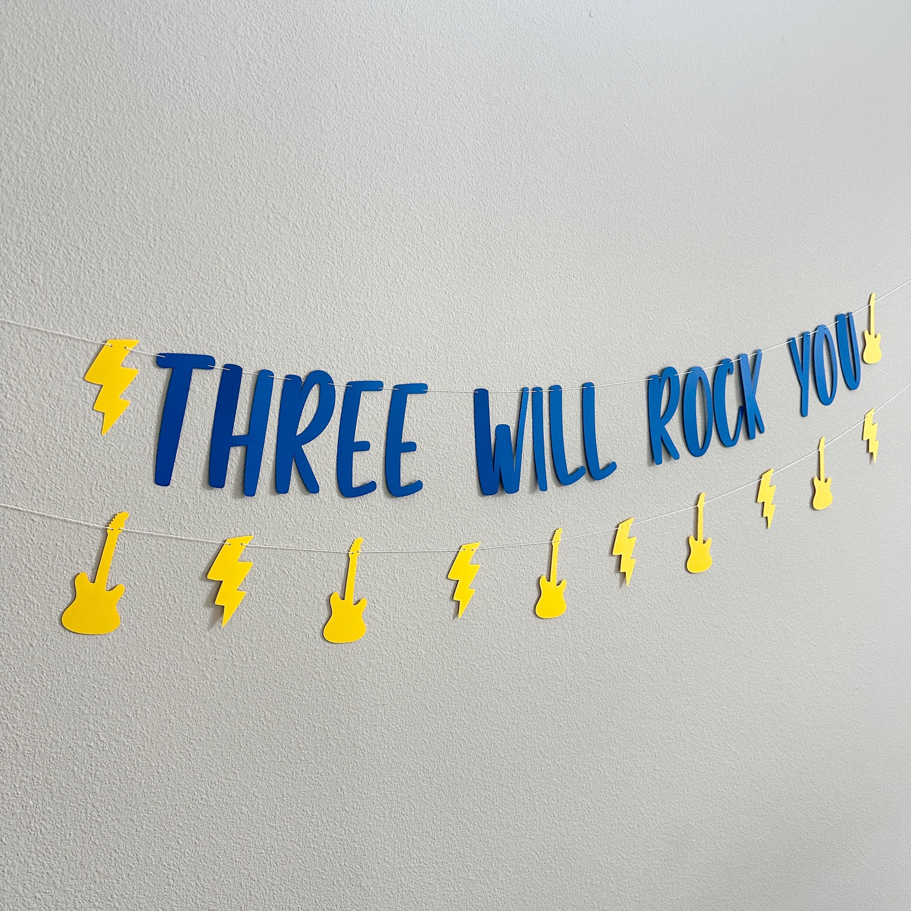 Three Will Rock You, 3rd Birthday, Rock Themed 3rd Birthday, Rock Birthday Banner, Rock N Roll Decorations, Rock n&#39; Roll Theme