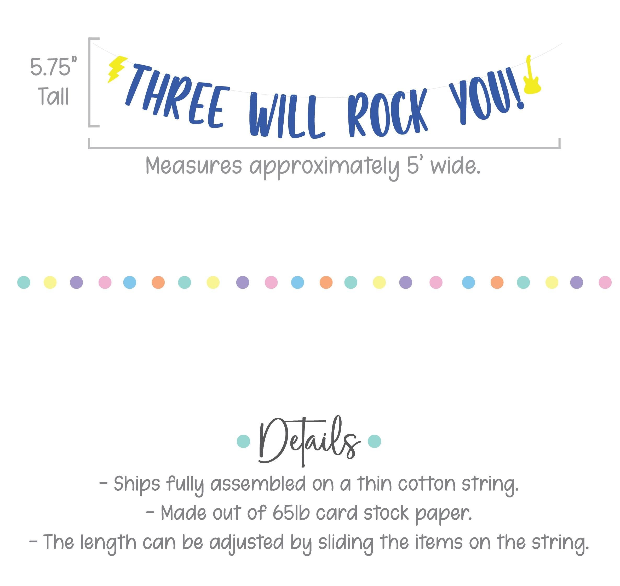 Three Will Rock You, 3rd Birthday, Rock Themed 3rd Birthday, Rock Birthday Banner, Rock N Roll Decorations, Rock n&#39; Roll Theme