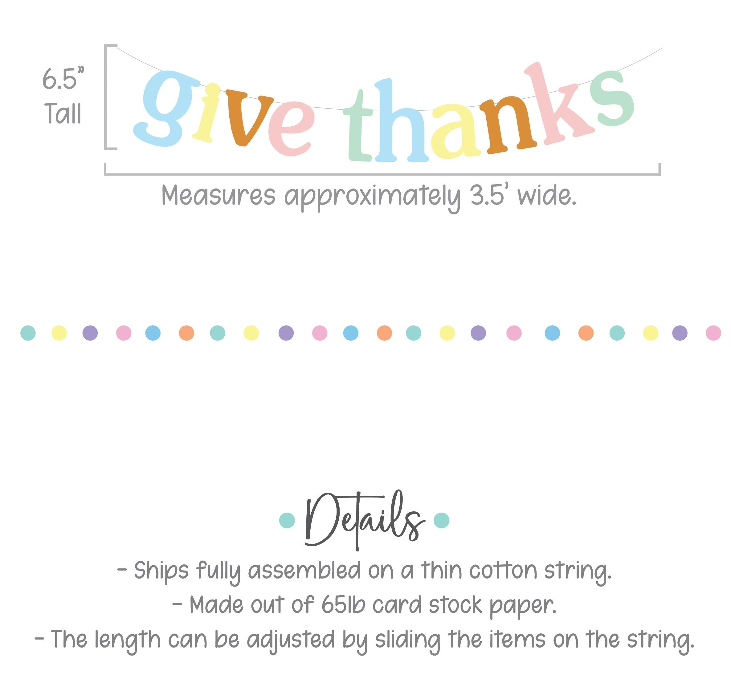 Give Thanks, Give Thanks Banner, Rainbow Give Thanks, Thanksgiving Decorations, Pastel Give Thanks, Colorful Friendsgiving