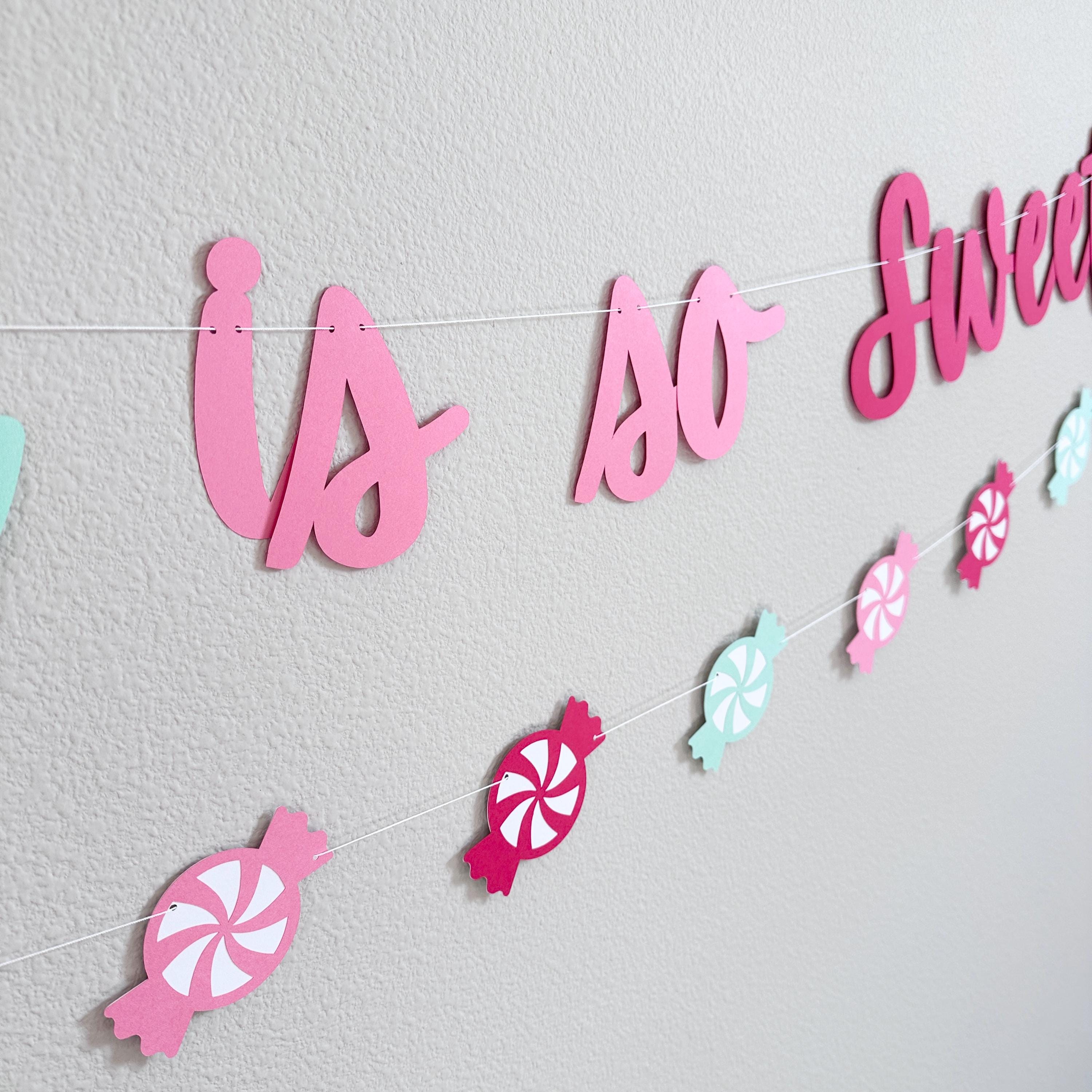 Seven is So Sweet Birthday Banner, Candy Theme Party Decoration, Mint Red Pink Colors, 7th Birthday Party Banner, Sweet Themed Party Decor