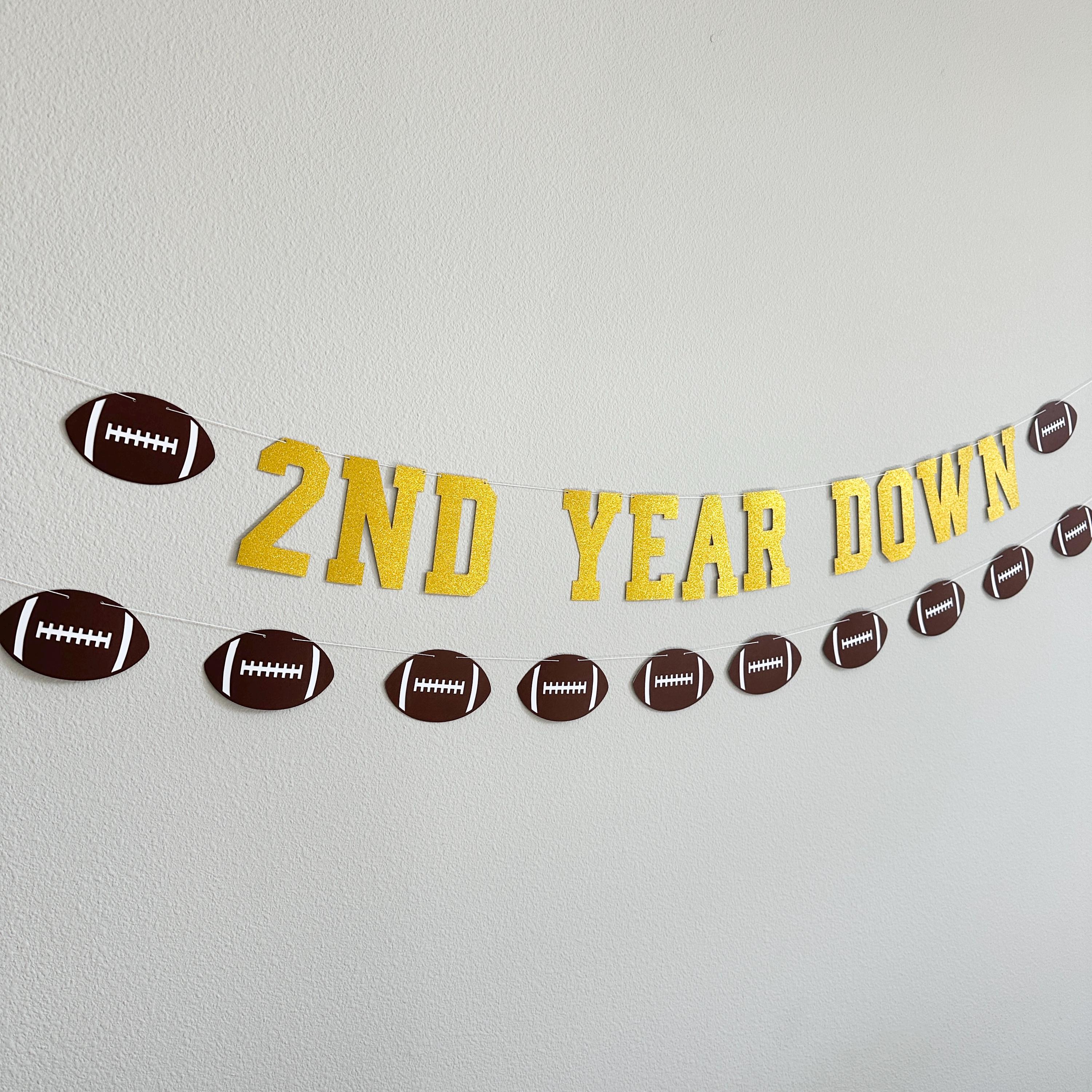 2nd Year Down, 2nd Year Down Banner, Football 3rd Birthday, Football Birthday, Football Banner, Third Birthday Ideas Decorations