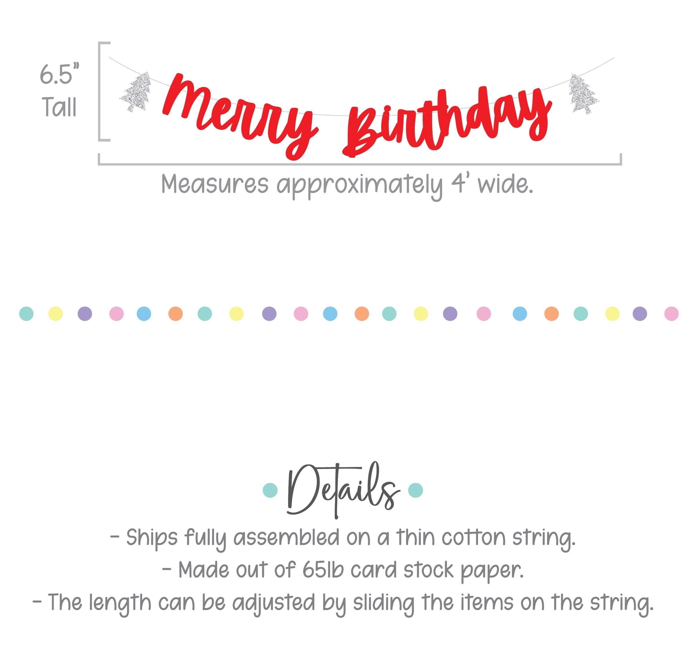 Merry Birthday Banner, Christmas Birthday Decorations, December Birthday Ideas, Merry Birthday, Christmas Birthday Banner
