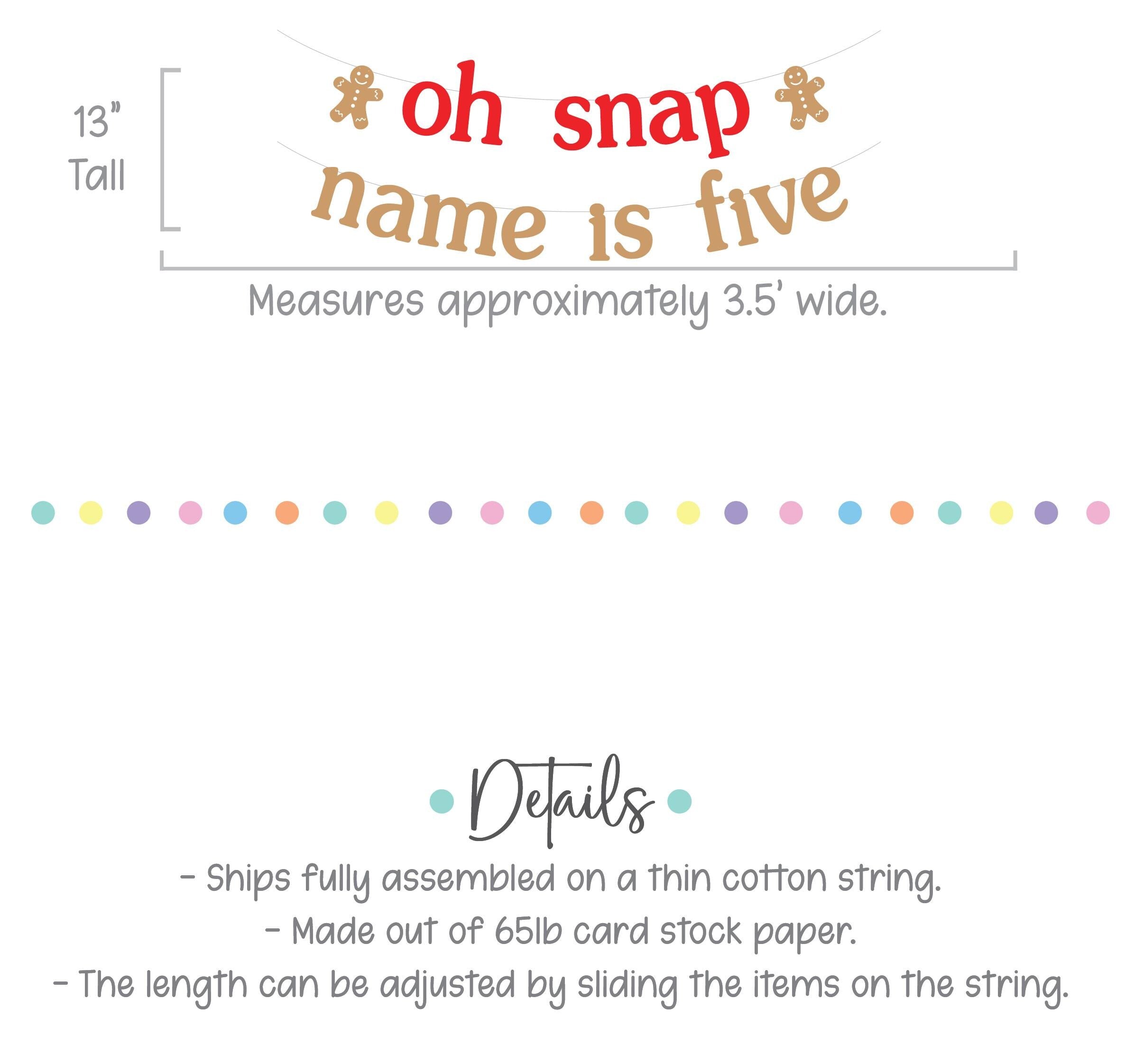 Oh Snap Name Is Five, 5th Birthday Party Decorations, Gingerbread Themed Birthday Banner, Oh Snap Banner, Gingerbread Party Decorations