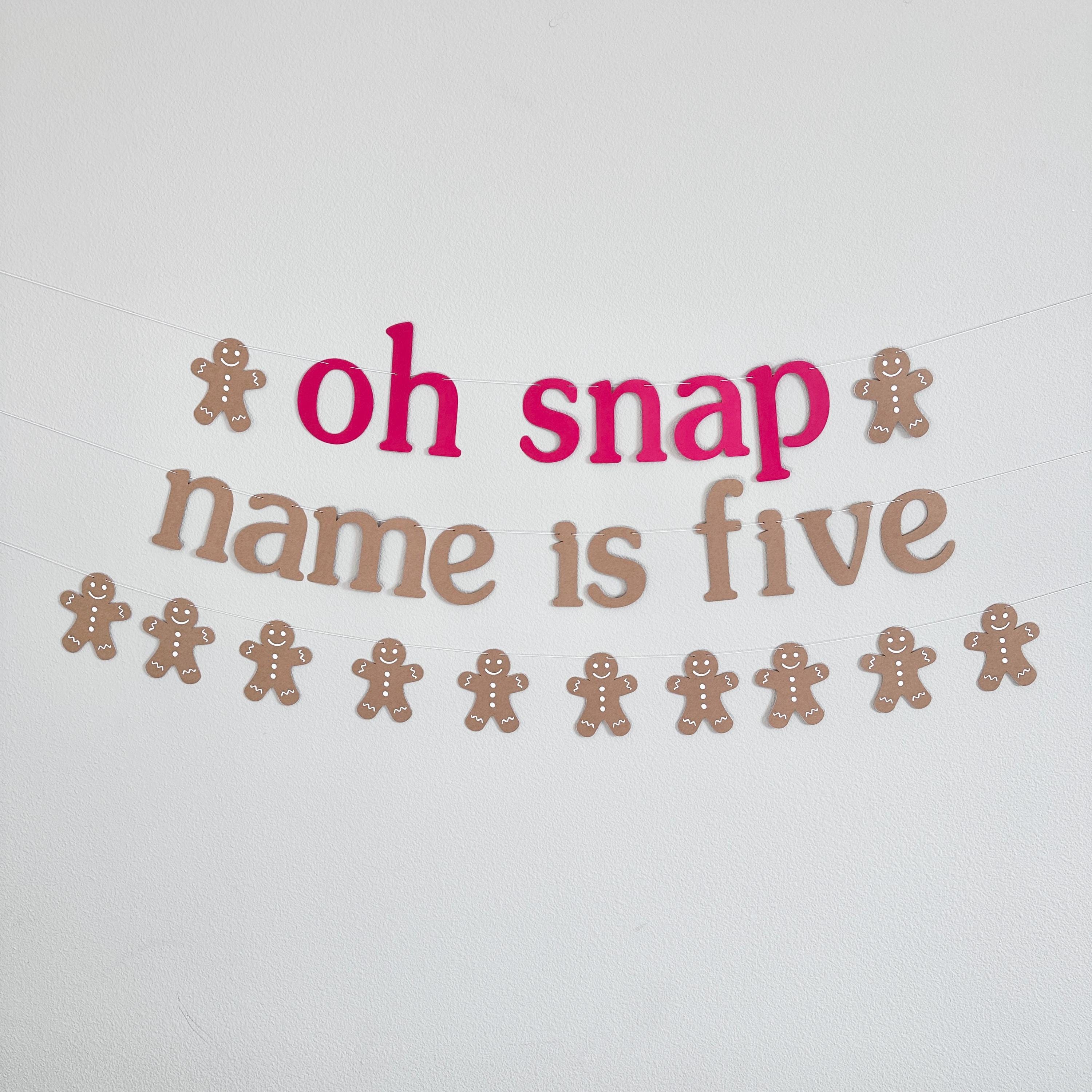 Oh Snap Name Is Five, 5th Birthday Party Decorations, Gingerbread Themed Birthday Banner, Oh Snap Banner, Gingerbread Party Decorations