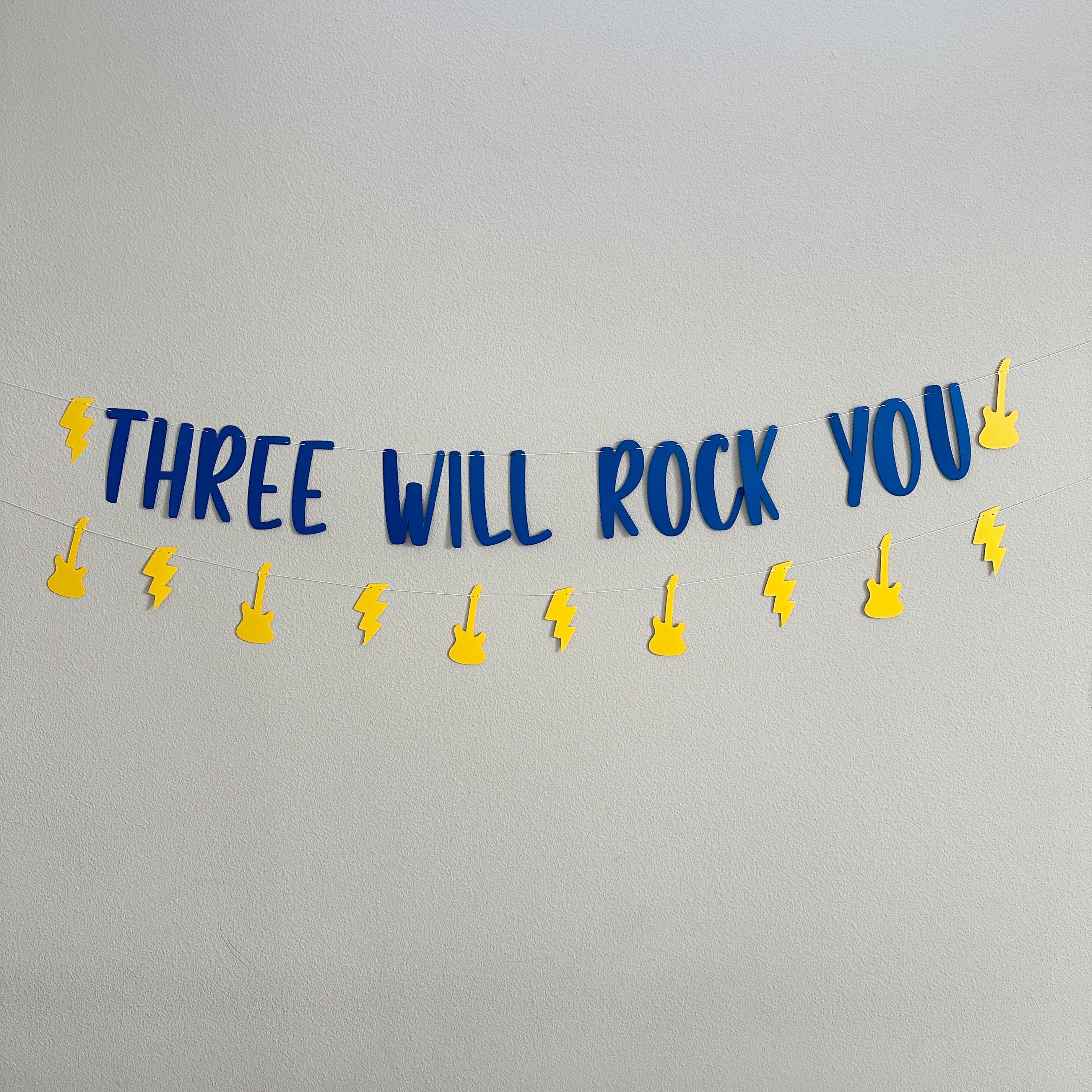 Three Will Rock You, 3rd Birthday, Rock Themed 3rd Birthday, Rock Birthday Banner, Rock N Roll Decorations, Rock n&#39; Roll Theme