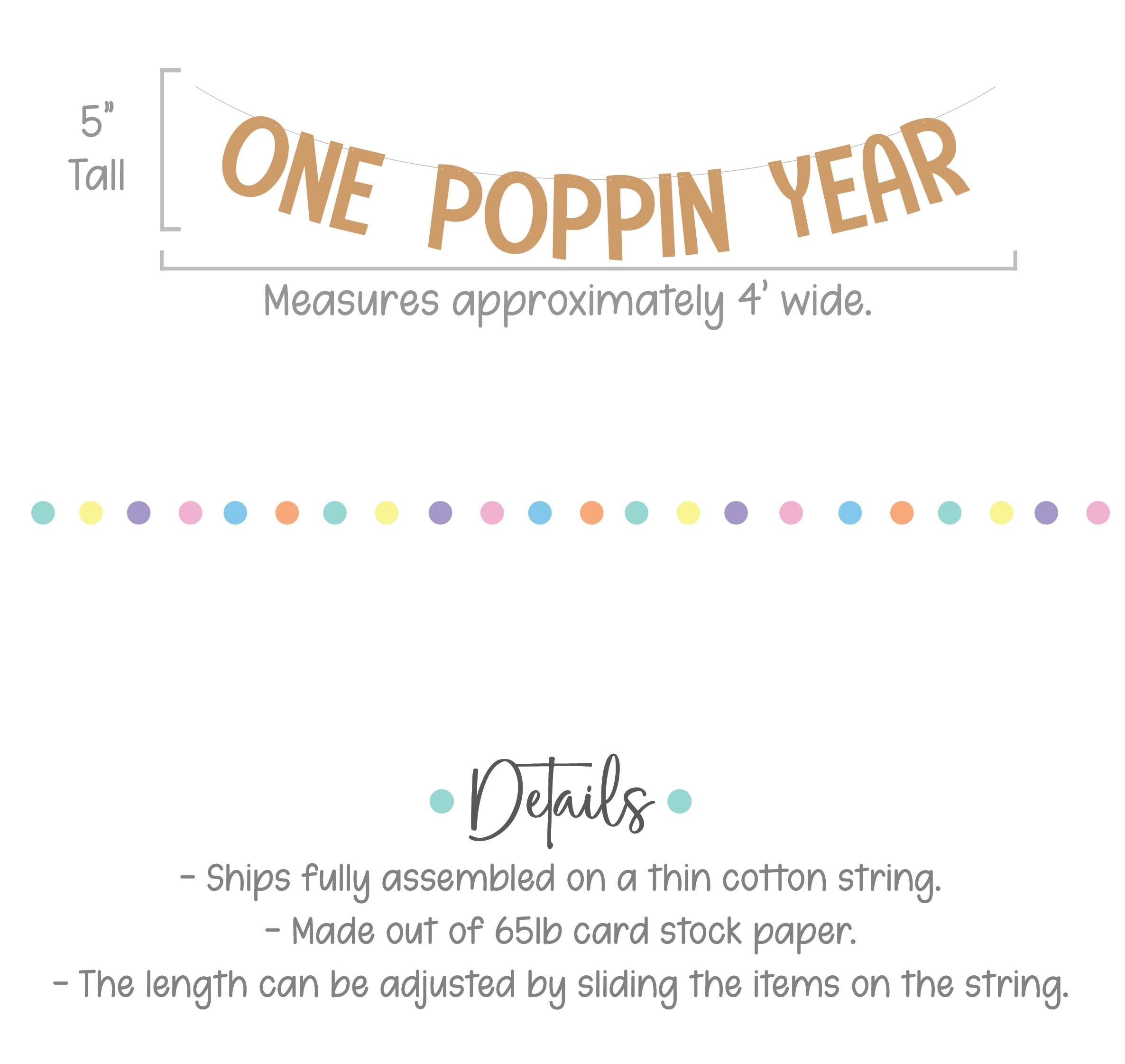 One Poppin Year Banner, One Poppin Year Decorations, First Anniversary Ideas, One Year Banner, 1 Year Celebration Decorations