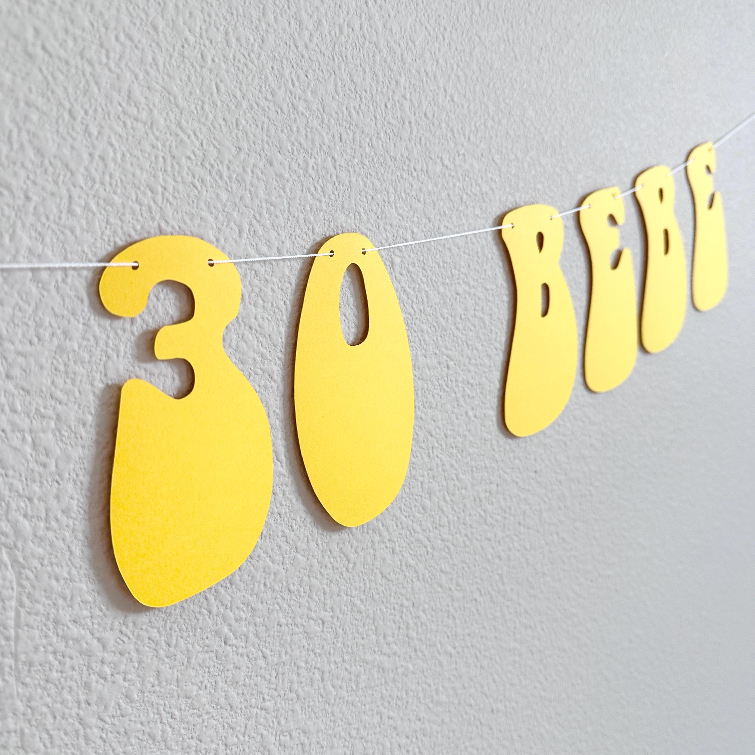 Viva La 30 Bebe, 30th Birthday Banner, 30th Birthday Ideas, 30th Birthday Party Decorations, Yellow Retro Themed 30th Birthday Celebration