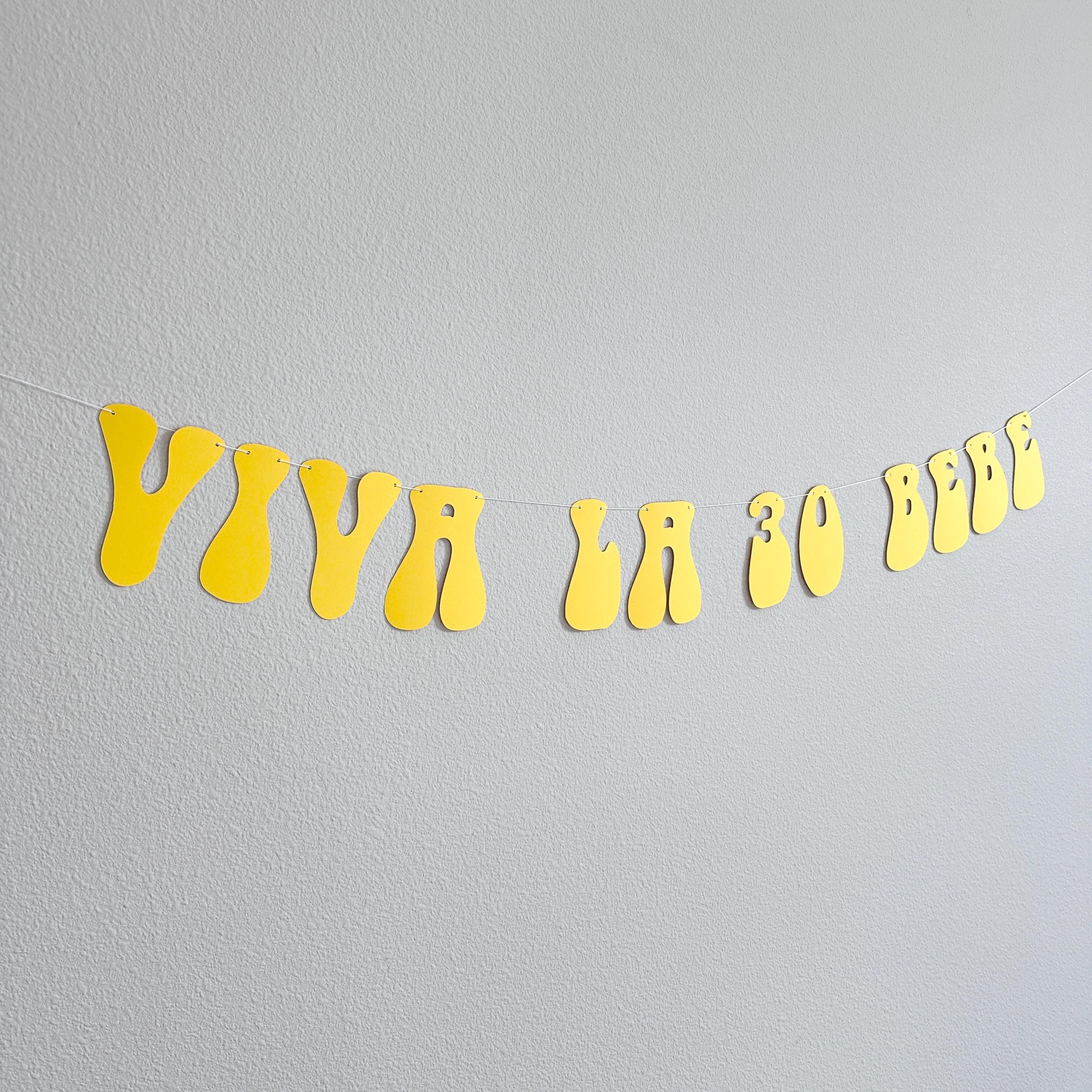 Viva La 30 Bebe, 30th Birthday Banner, 30th Birthday Ideas, 30th Birthday Party Decorations, Yellow Retro Themed 30th Birthday Celebration