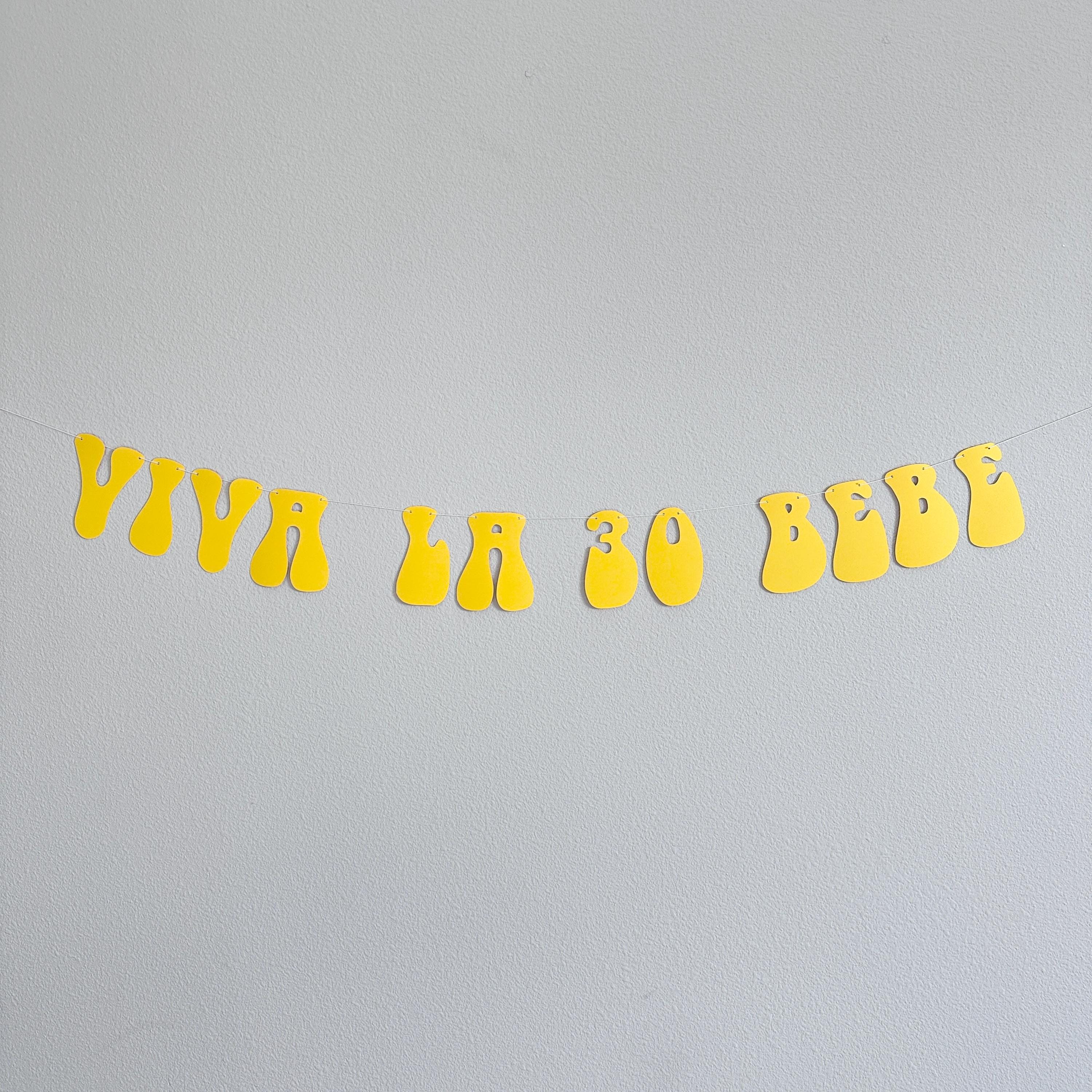 Viva La 30 Bebe, 30th Birthday Banner, 30th Birthday Ideas, 30th Birthday Party Decorations, Yellow Retro Themed 30th Birthday Celebration