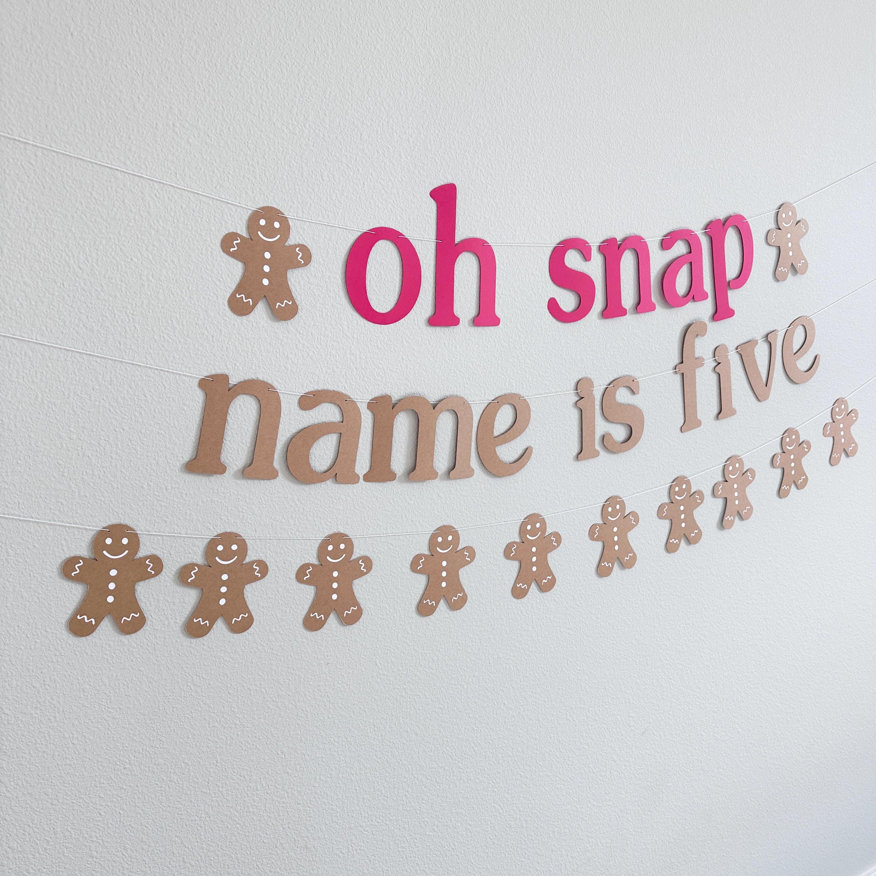 Oh Snap Name Is Five, 5th Birthday Party Decorations, Gingerbread Themed Birthday Banner, Oh Snap Banner, Gingerbread Party Decorations