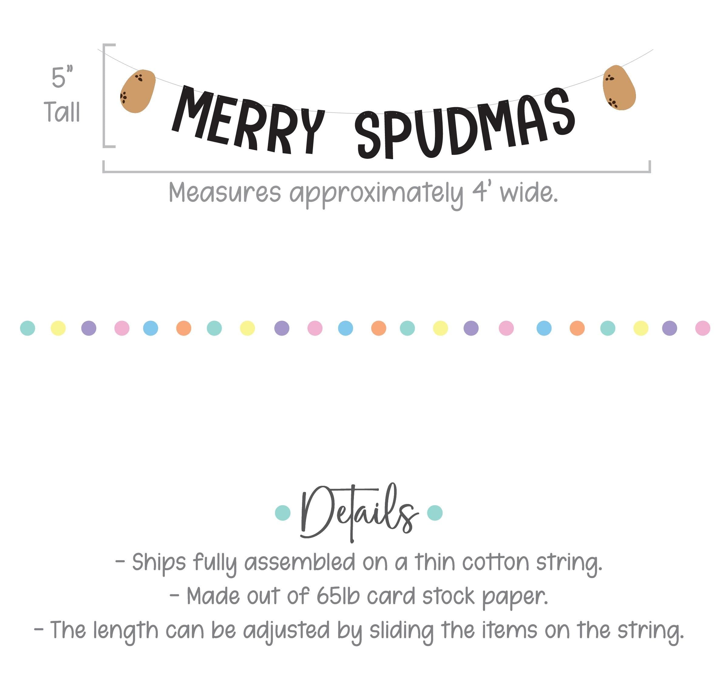 Merry Spudmas, Potato Themed Christmas Banner, Merry Spudmas Banner Decorations, Christmas Decorations, Funny Christmas Ideas