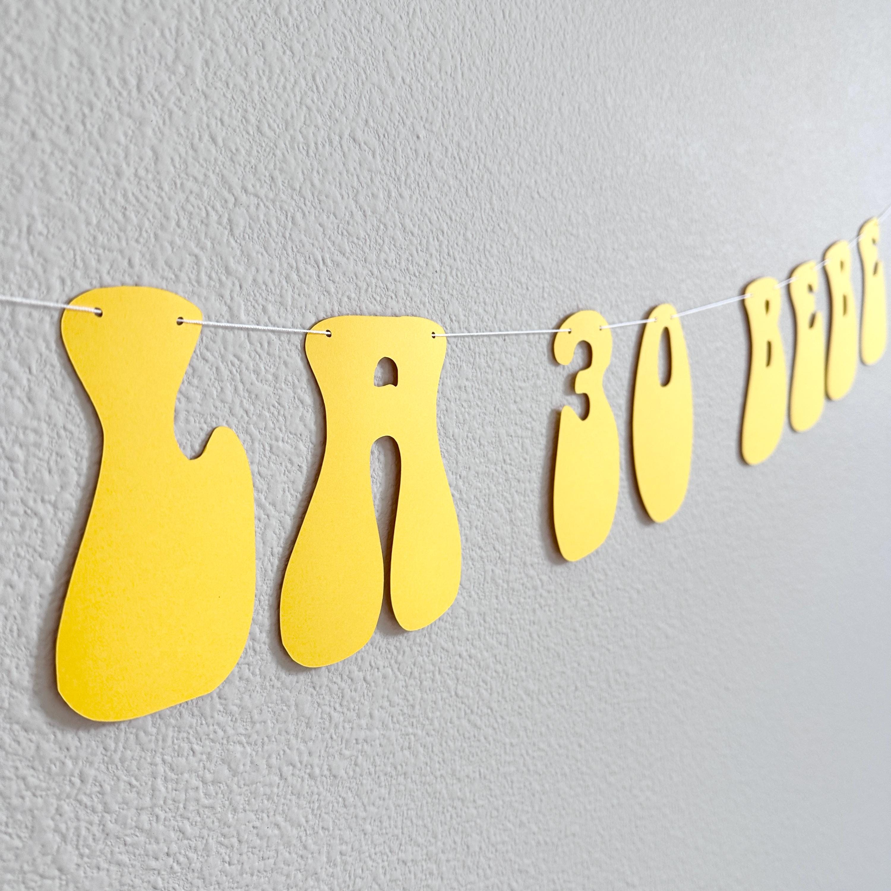 Viva La 30 Bebe, 30th Birthday Banner, 30th Birthday Ideas, 30th Birthday Party Decorations, Yellow Retro Themed 30th Birthday Celebration