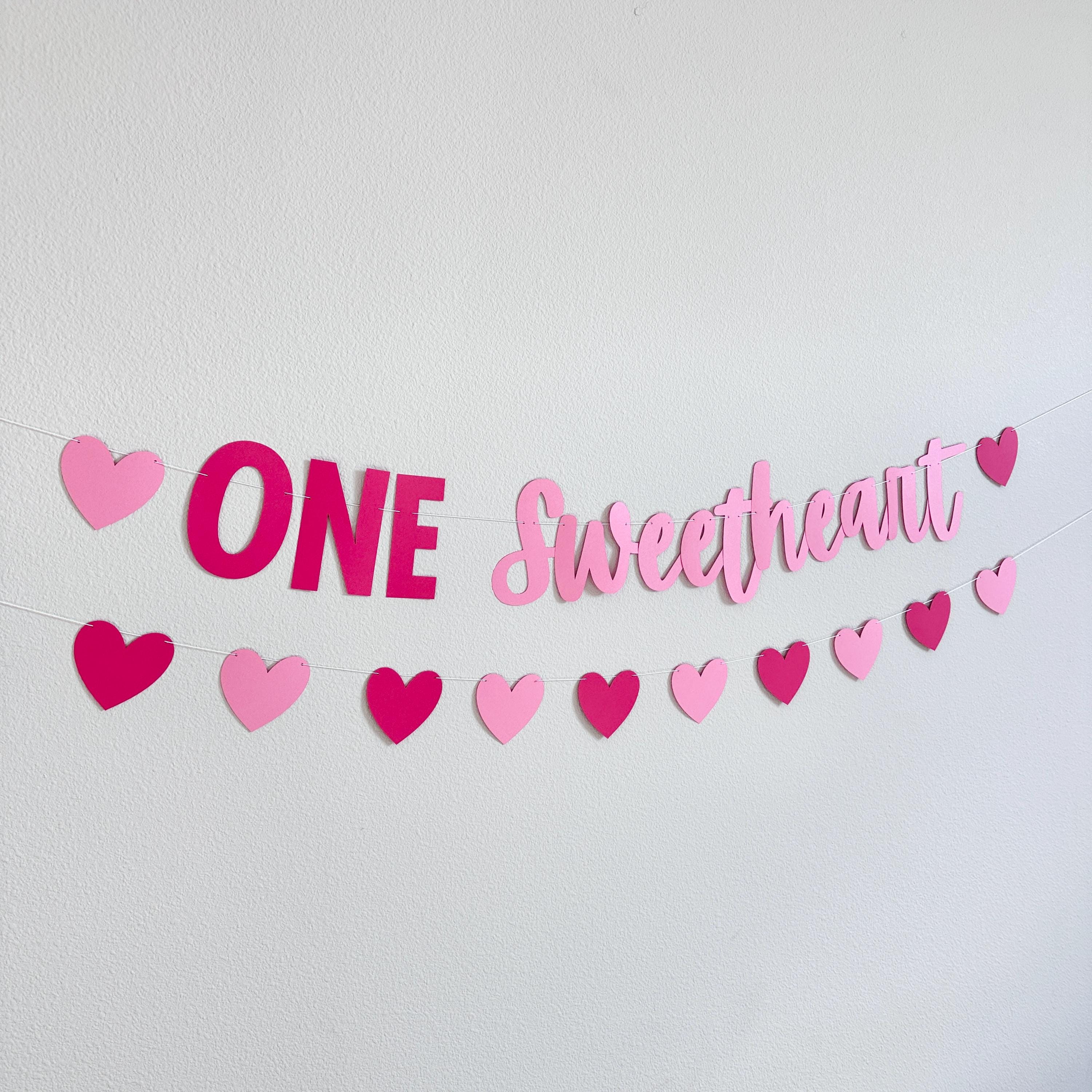 ONE Sweetheart, Valentine&#39;s Themed 1st Birthday Banner, February First Birthday Party Decorations, Valentine&#39;s 1st Birthday Ideas