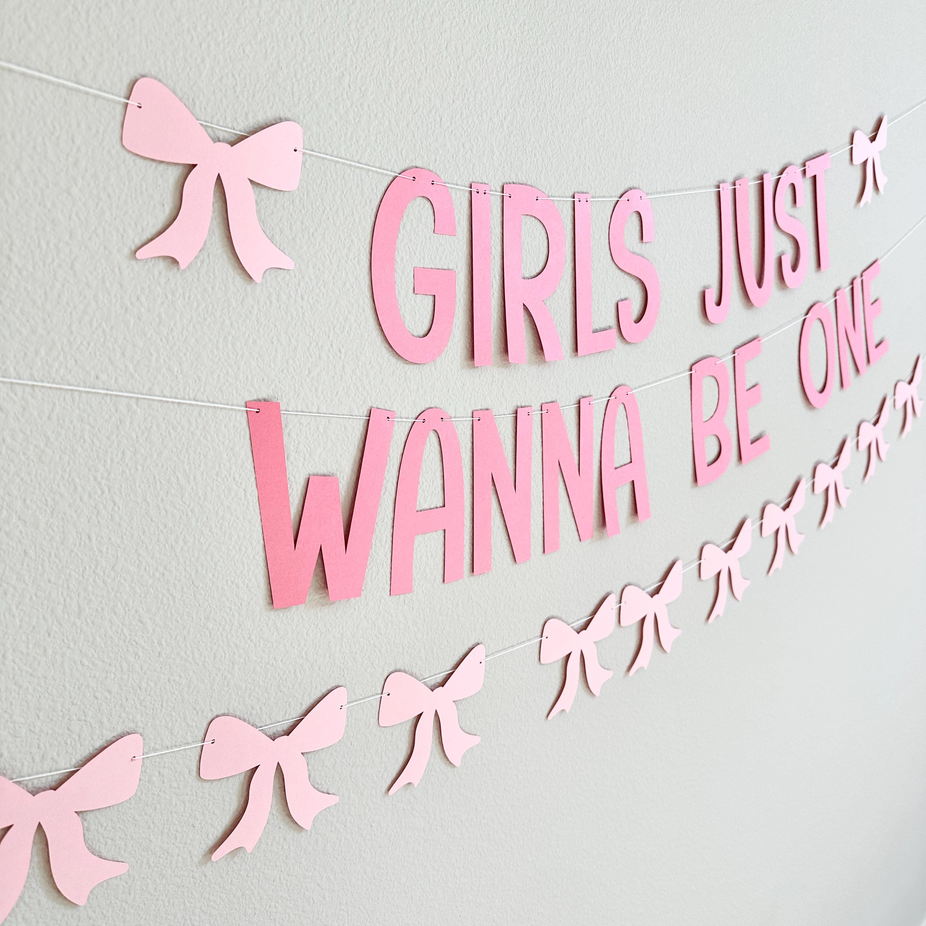 Girls Just Wanna Be One, 1st birthday Party Theme Ideas, Coquette First Birthday Decorations, Bow Themed Banner