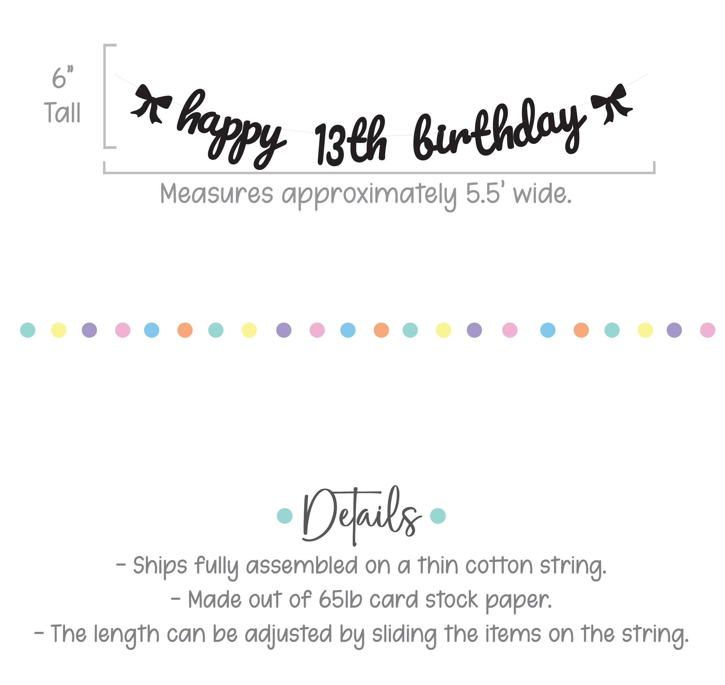 Happy Birthday Banner, 13th Birthday Decorations, Coquette Birthday Banner, Coquette Decorations, Coquette Theme, 13th Birthday Party Ideas
