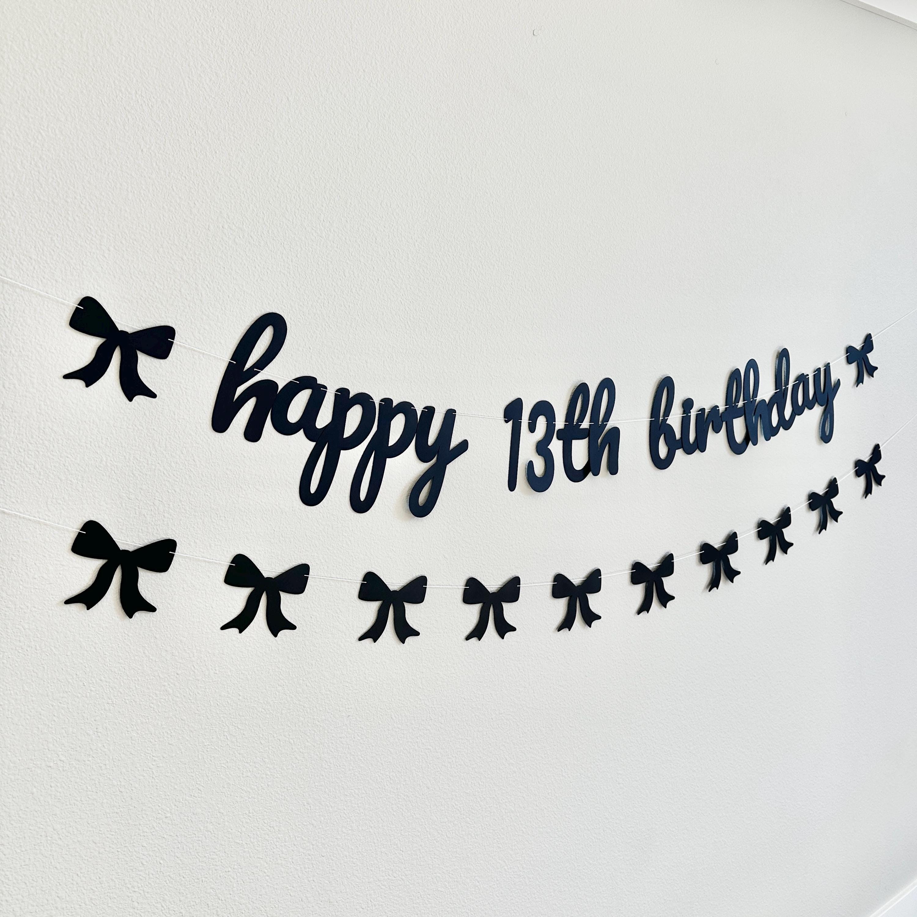 Happy Birthday Banner, 13th Birthday Decorations, Coquette Birthday Banner, Coquette Decorations, Coquette Theme, 13th Birthday Party Ideas
