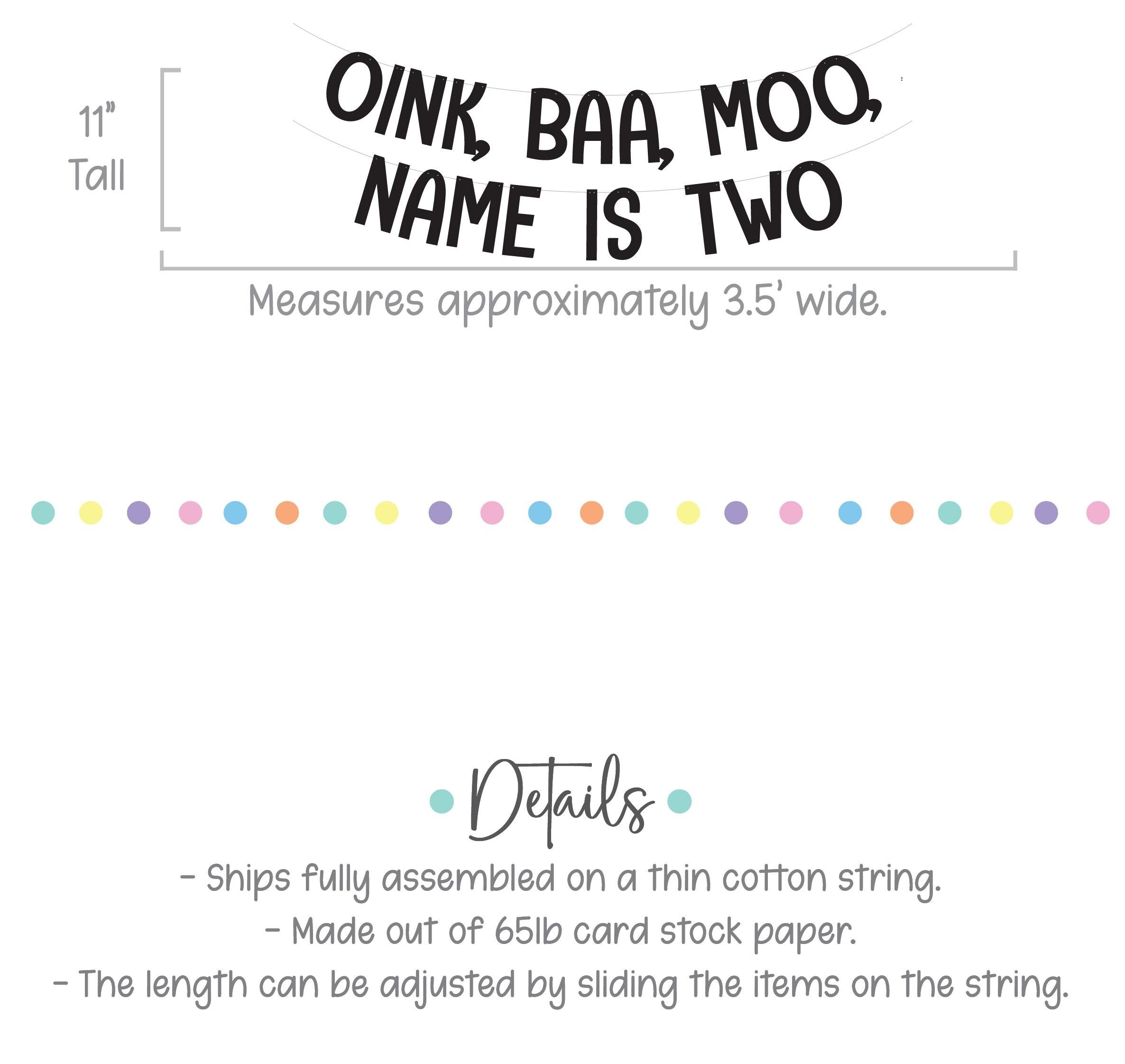 Oink Baa Moo Name Is Two, Animal Themed Birthday Banner, Farm Birthday Party Decorations, Farm Animal Birthday Party
