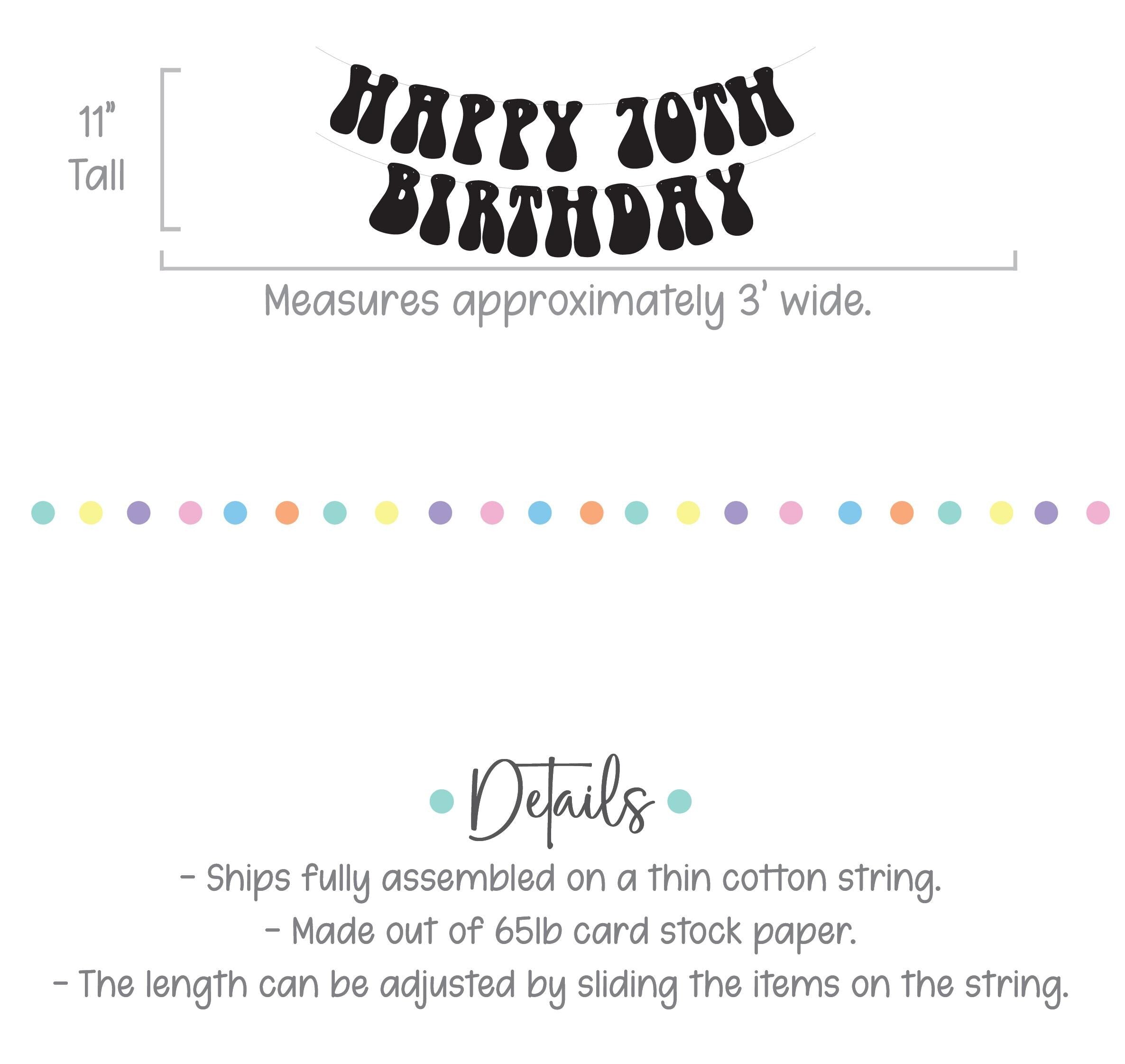 Happy 70th Birthday, 70th Birthday Banner, 70th Birthday Decorations, Retro Themed 70th Birthday Party Celebration