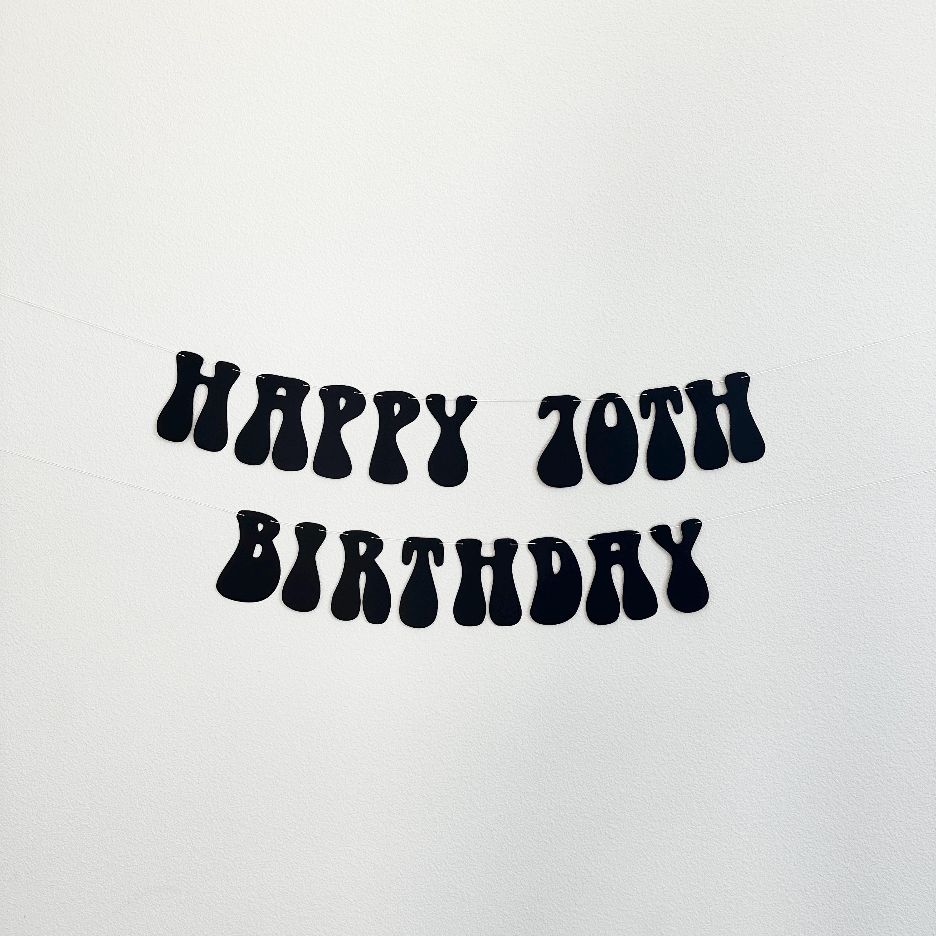 Happy 70th Birthday, 70th Birthday Banner, 70th Birthday Decorations, Retro Themed 70th Birthday Party Celebration