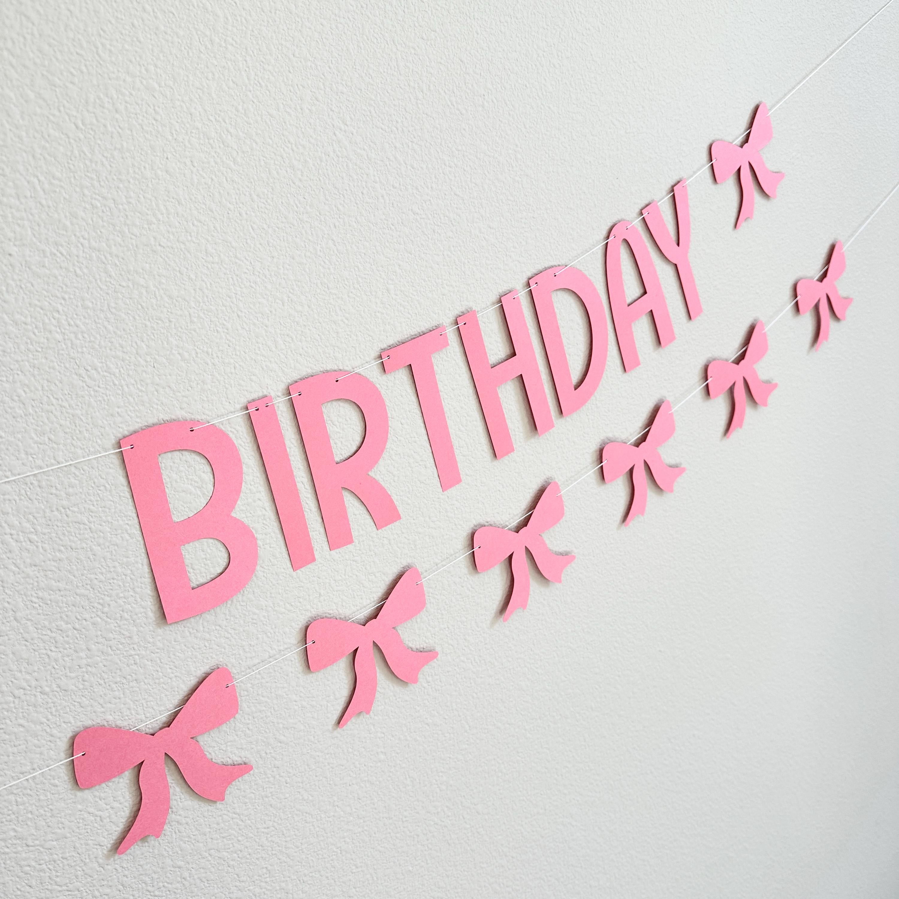 Happy Birthday Banner, Coquette Birthday Banner, Coquette Decorations, Coquette Theme, Coquette Banner, Pink Bow Happy Birthday Banner
