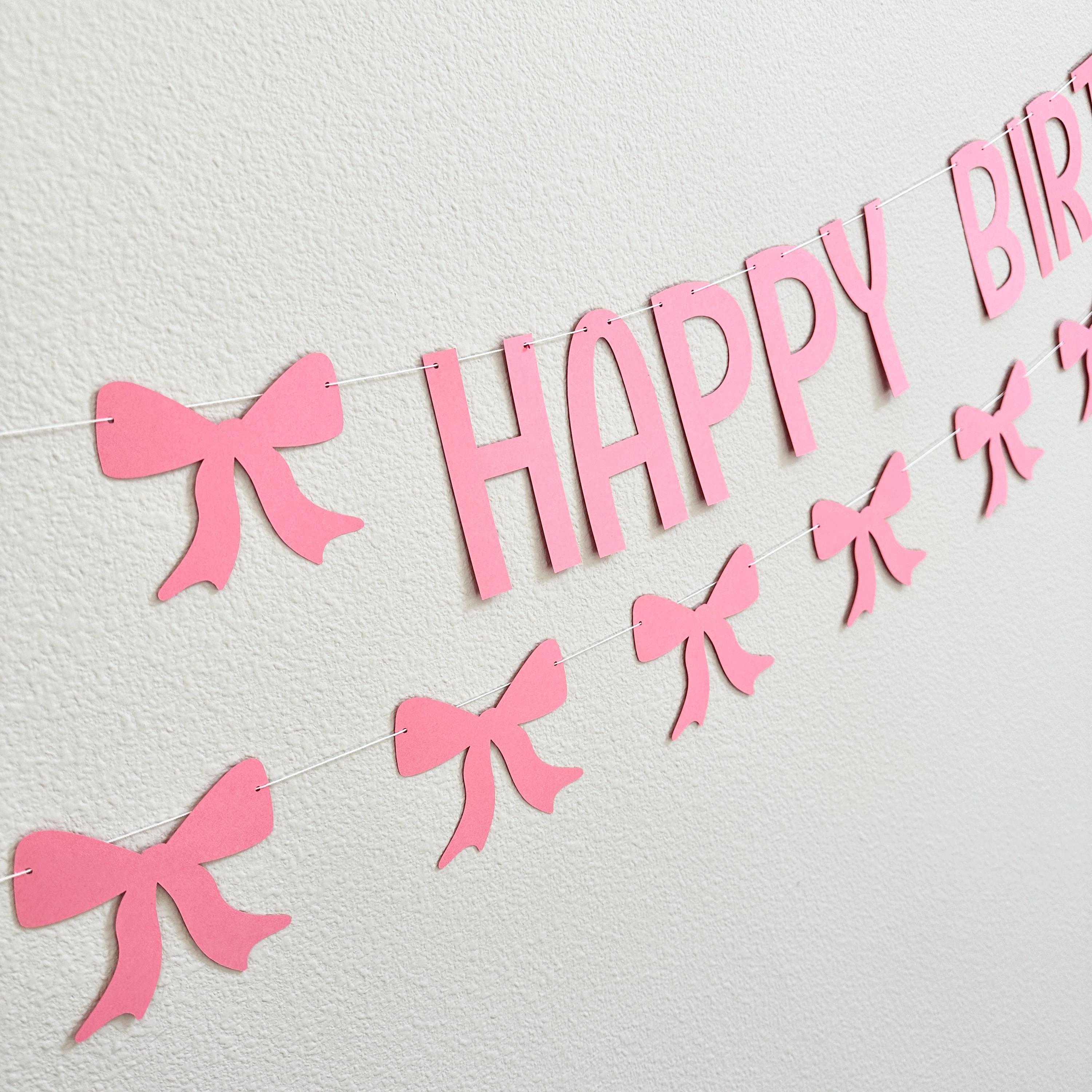 Happy Birthday Banner, Coquette Birthday Banner, Coquette Decorations, Coquette Theme, Coquette Banner, Pink Bow Happy Birthday Banner