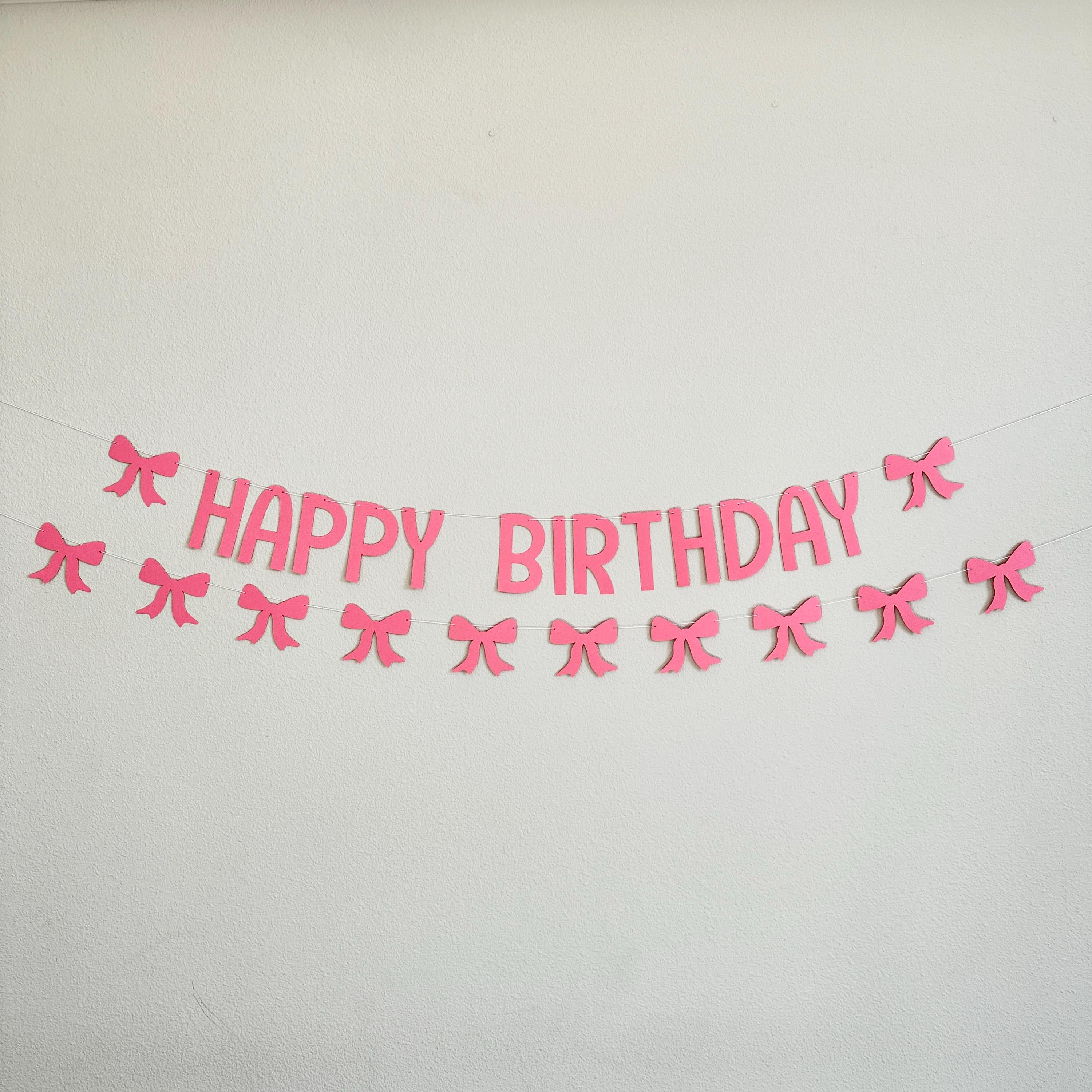 Happy Birthday Banner, Coquette Birthday Banner, Coquette Decorations, Coquette Theme, Coquette Banner, Pink Bow Happy Birthday Banner