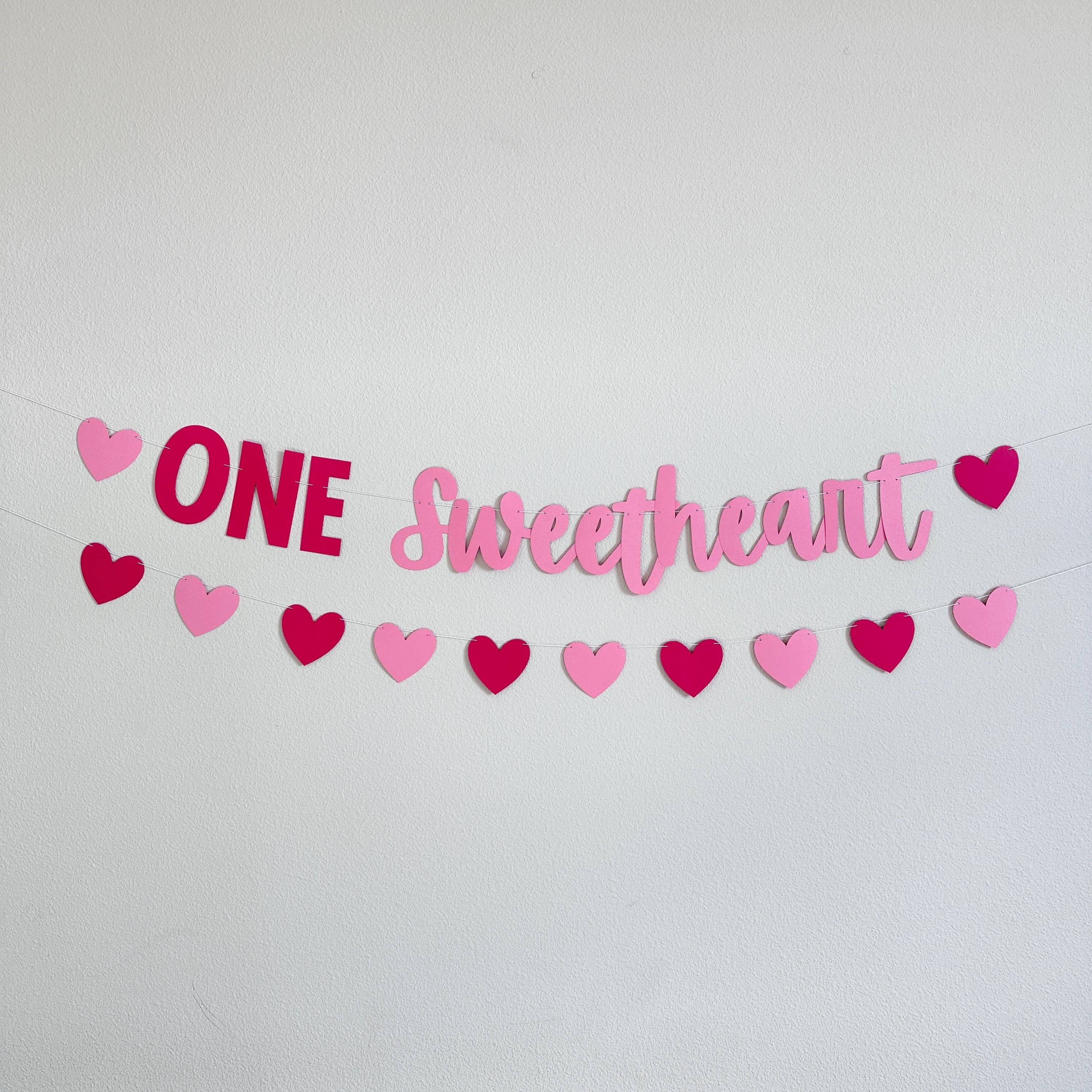 ONE Sweetheart, Valentine&#39;s Themed 1st Birthday Banner, February First Birthday Party Decorations, Valentine&#39;s 1st Birthday Ideas