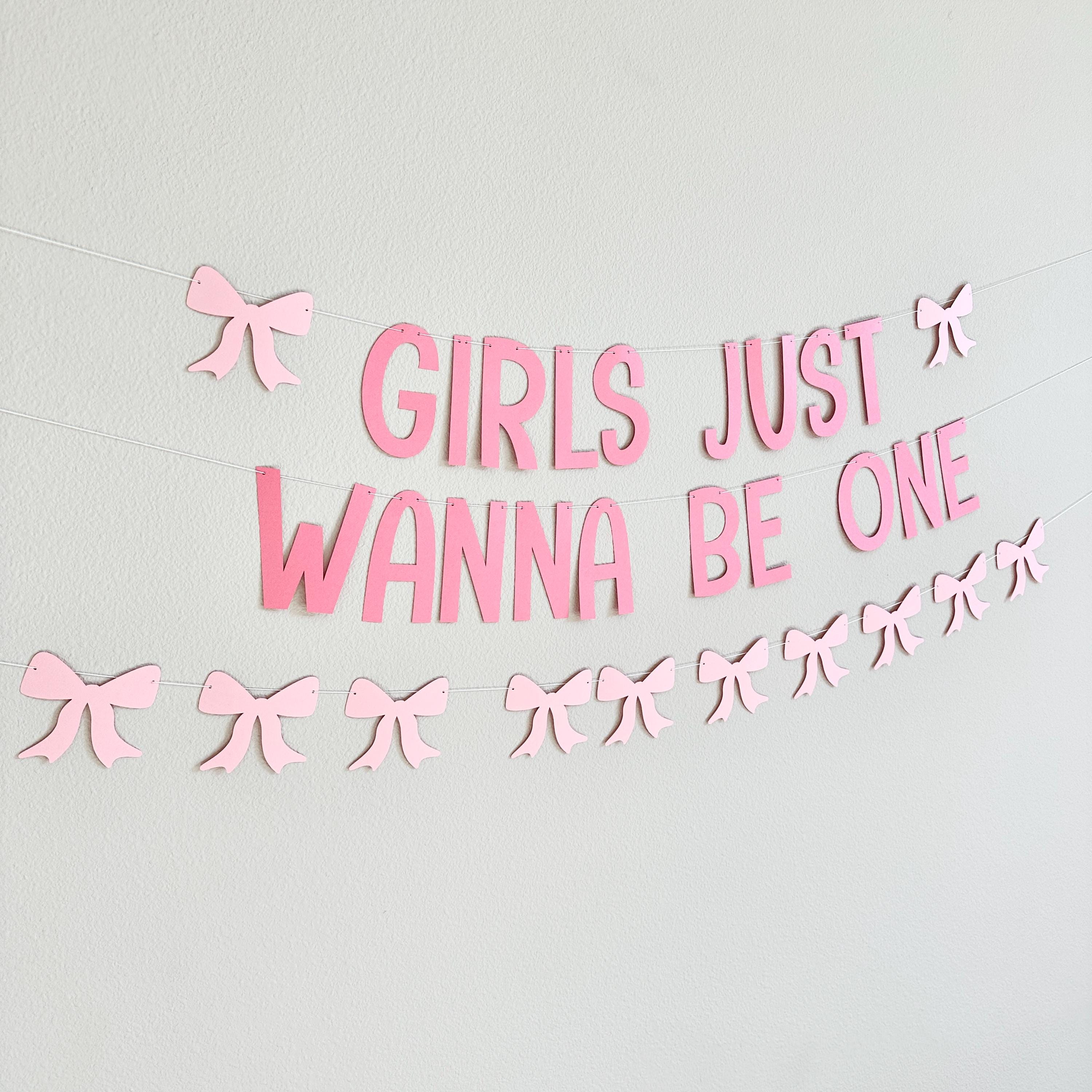 Girls Just Wanna Be One, 1st birthday Party Theme Ideas, Coquette First Birthday Decorations, Bow Themed Banner