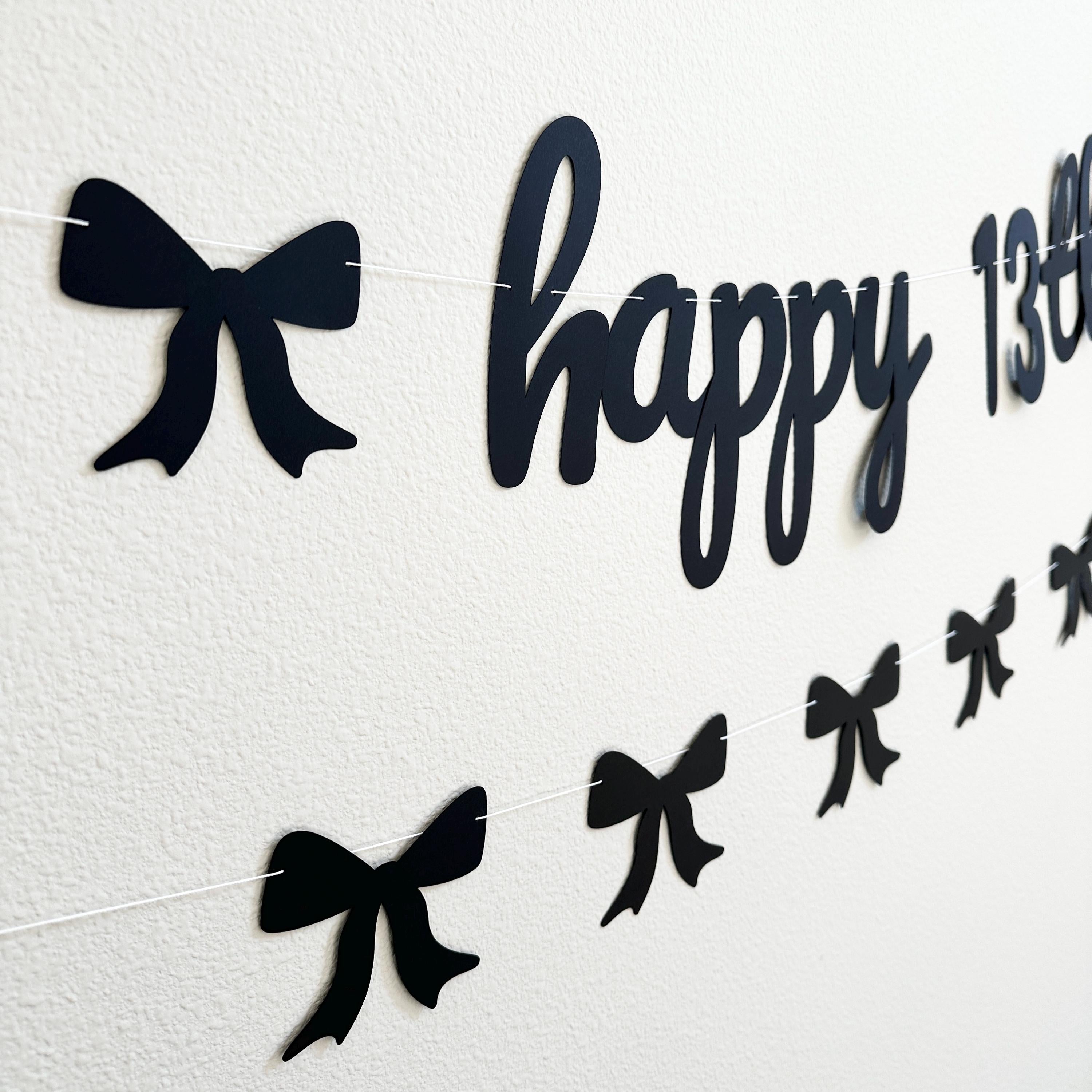 Happy Birthday Banner, 13th Birthday Decorations, Coquette Birthday Banner, Coquette Decorations, Coquette Theme, 13th Birthday Party Ideas